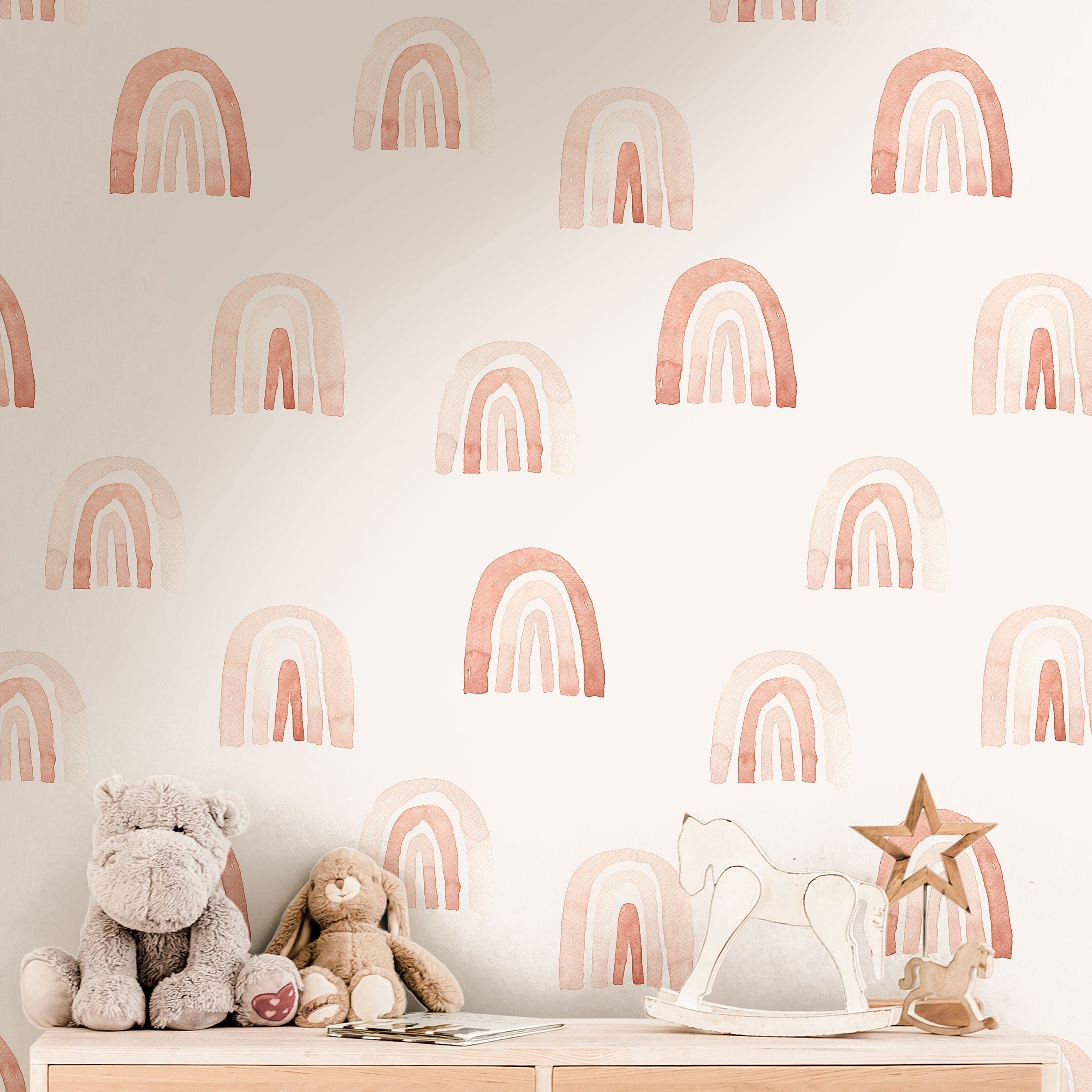 Pink Rainbow Wallpaper | Girls Nursery Wallpaper | Kids Wallpaper | Childrens Wallpaper | Peel Stick Wallpaper | Removable Wallpaper | 3560 - JamesAndColors