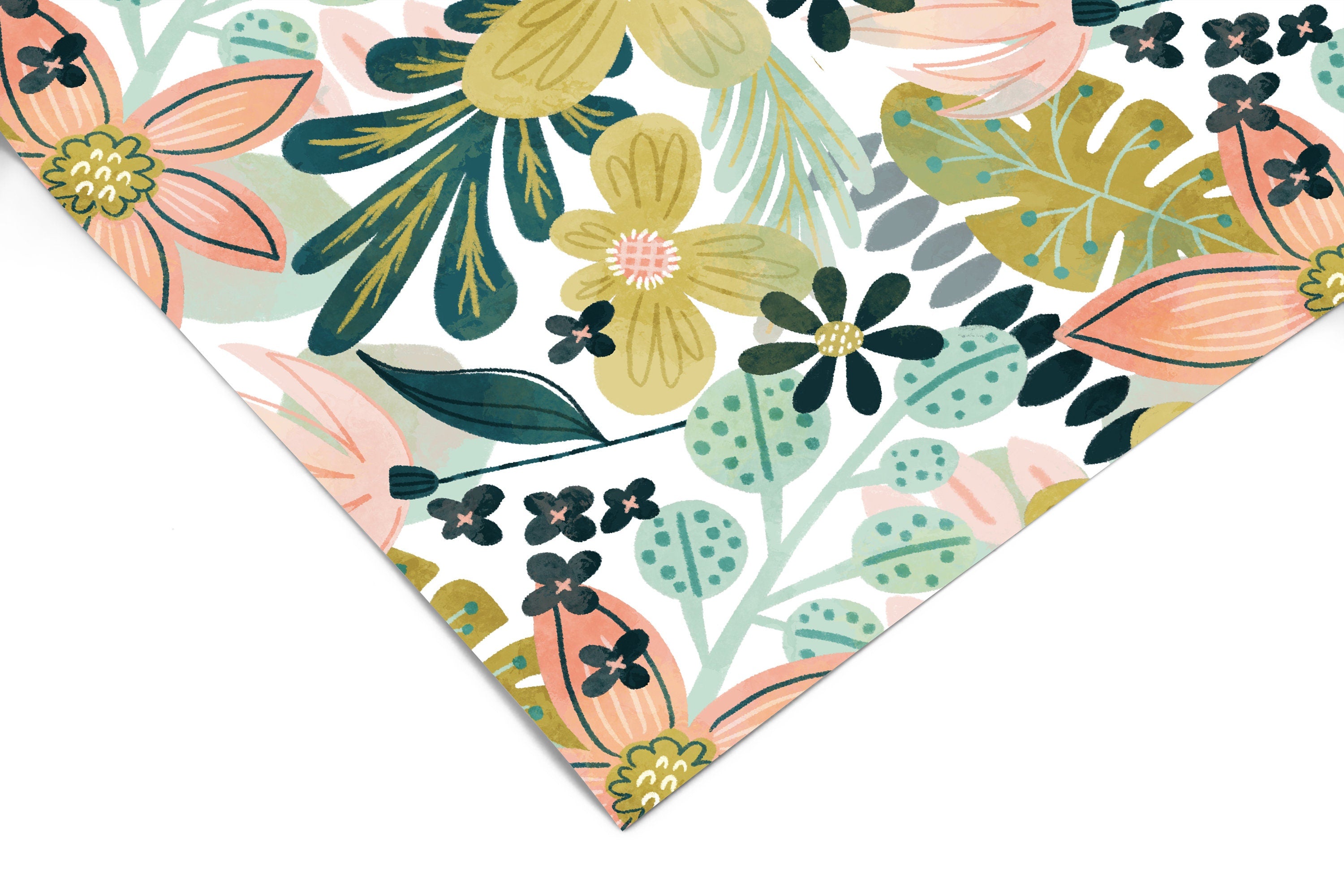 Tropical Floral Contact Paper | Peel And Stick Wallpaper | Removable Wallpaper | Shelf Liner | Drawer Liner | Peel and Stick Paper 1002
