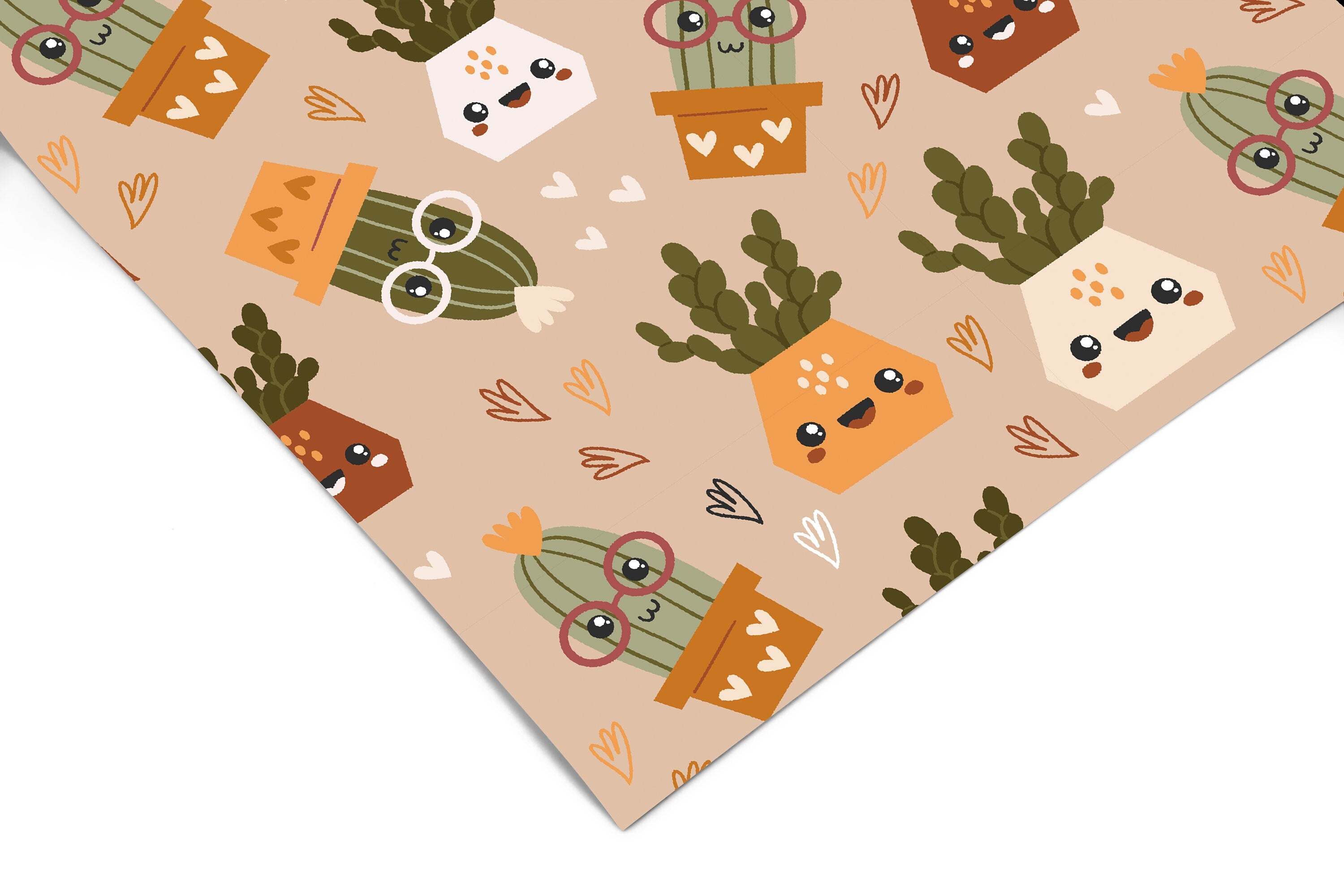 Boho Cactus Tan Contact Paper | Peel And Stick Wallpaper | Removable Wallpaper | Shelf Liner | Drawer Liner | Peel and Stick Paper 945 - JamesAndColors