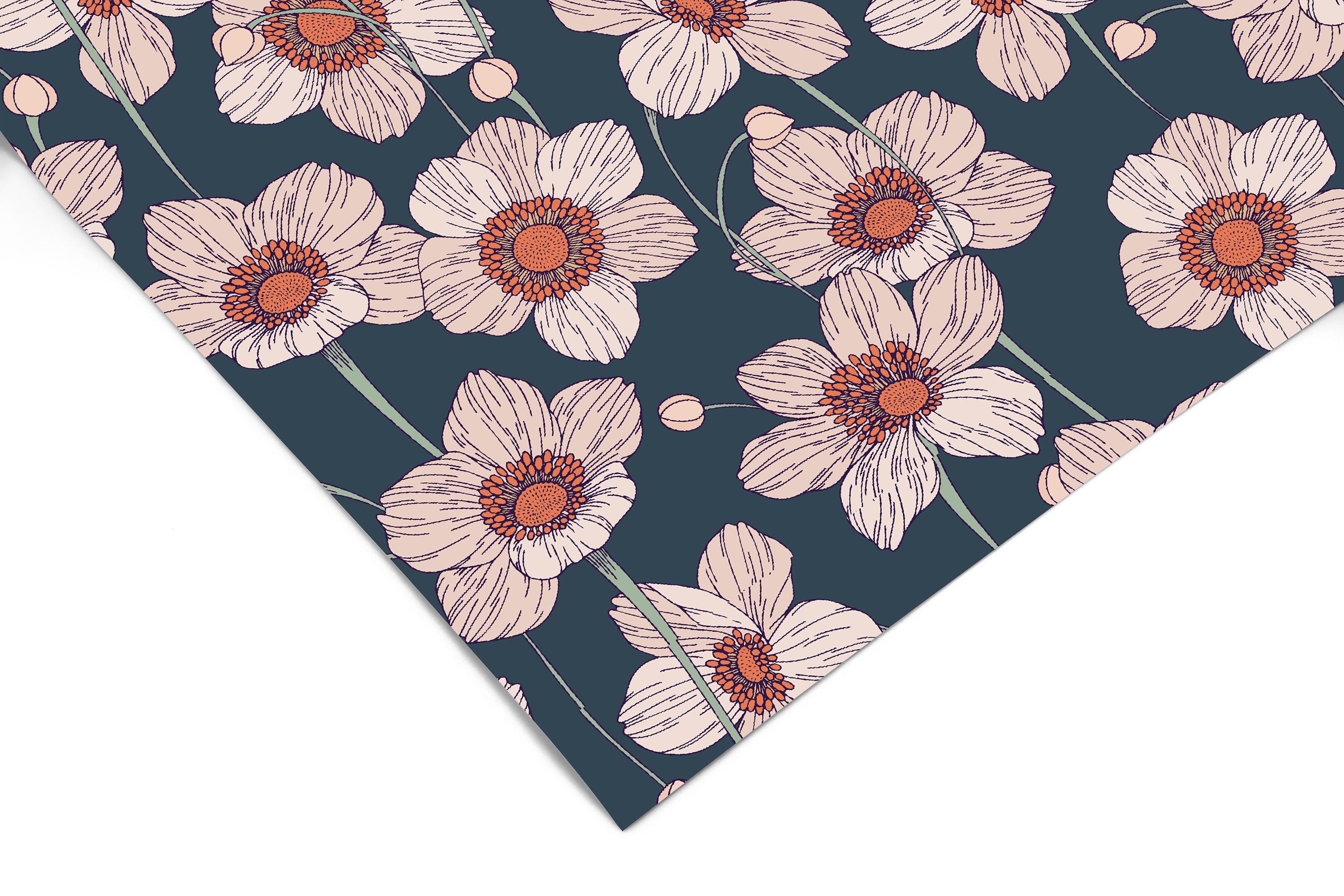 Large Poppy Floral Contact Paper | Peel And Stick Wallpaper | Removable Wallpaper | Shelf Liner | Drawer Liner | Peel and Stick Paper 952