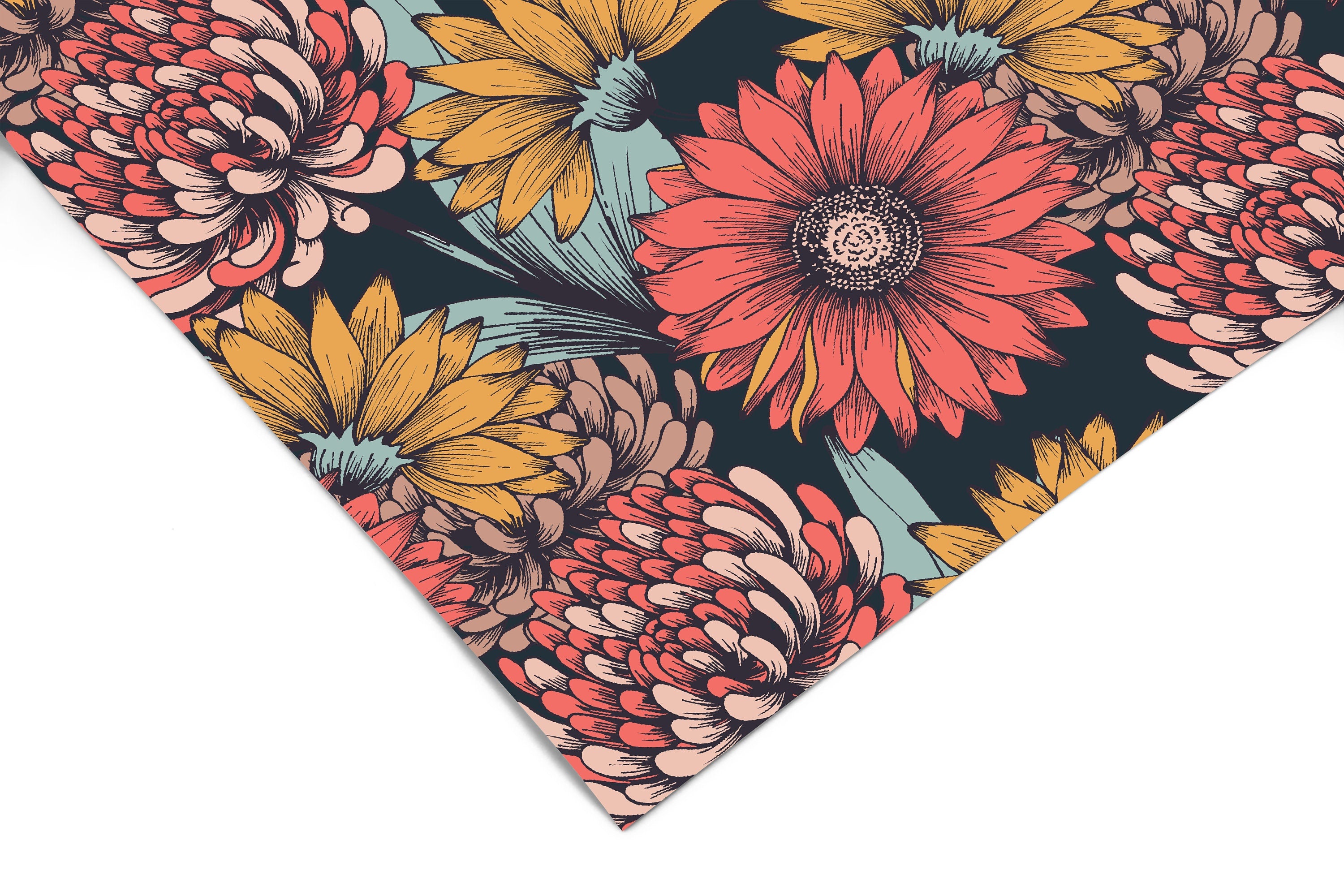 Fiery Floral Fusion | Moody Floral Removable Contact Paper for Shelves, Cabinets, Walls, DIY Home Decor 955