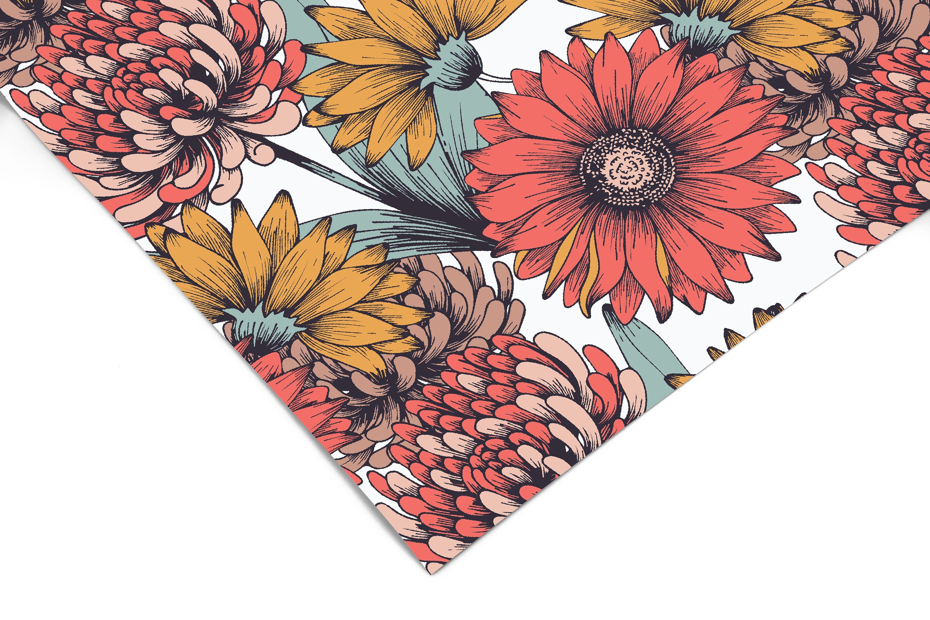 Large Daisy Floral Contact Paper | Peel And Stick Wallpaper | Removable Wallpaper | Shelf Liner | Drawer Liner | Peel and Stick Paper 956
