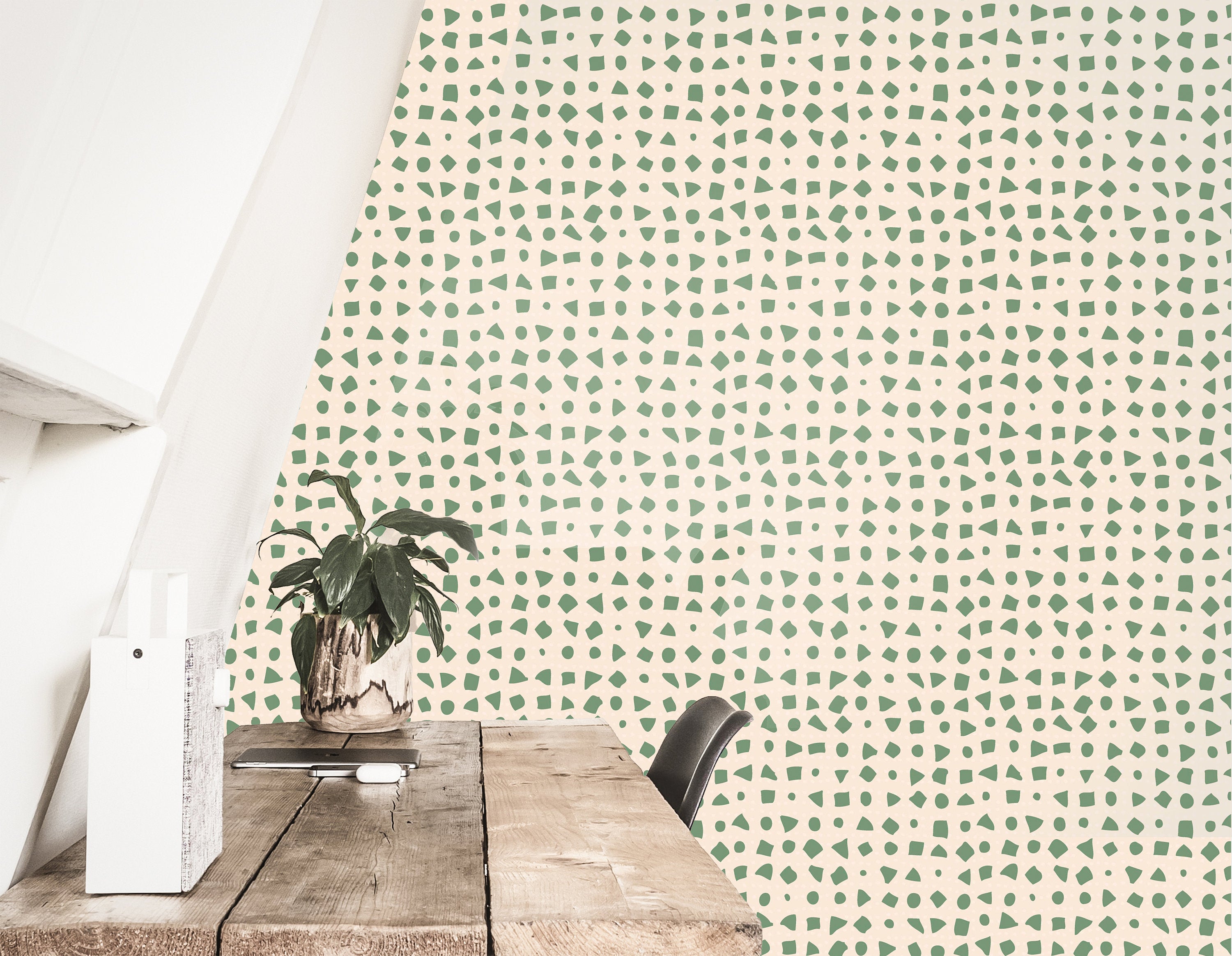 Cream And Olive Green Wallpaper | Wallpaper Peel and Stick | Removable Wallpaper | Wall Paper Peel And Stick | Wall Mural | Wall Decor 370 - JamesAndColors