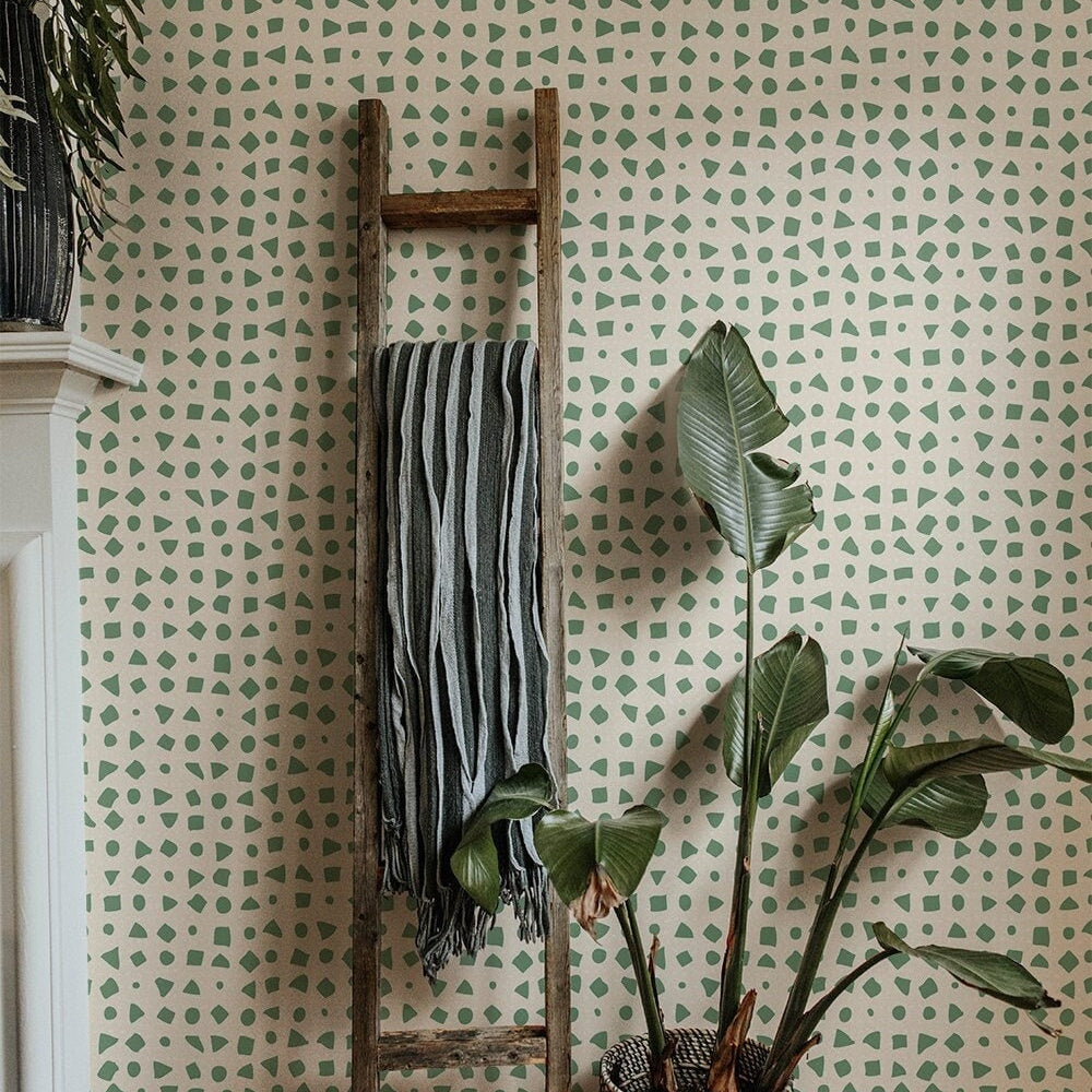 Cream And Olive Green Wallpaper | Wallpaper Peel and Stick | Removable Wallpaper | Wall Paper Peel And Stick | Wall Mural | Wall Decor 370 - JamesAndColors