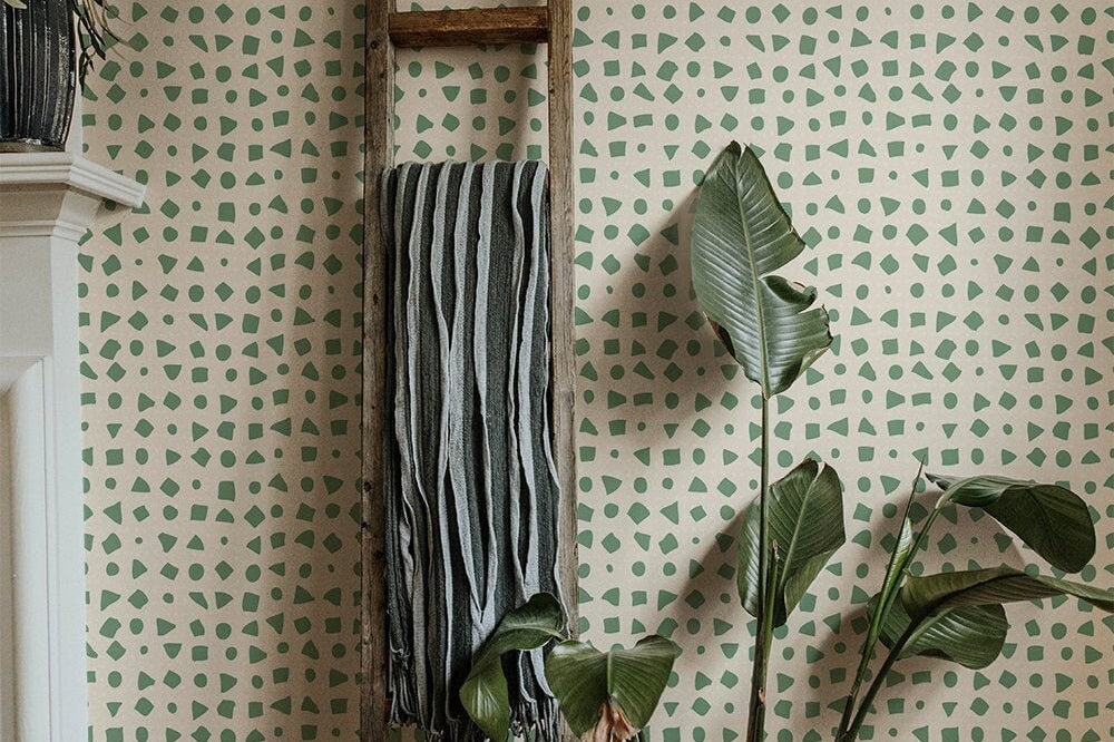 Cream And Olive Green Wallpaper | Wallpaper Peel and Stick | Removable Wallpaper | Wall Paper Peel And Stick | Wall Mural | Wall Decor 370 - JamesAndColors