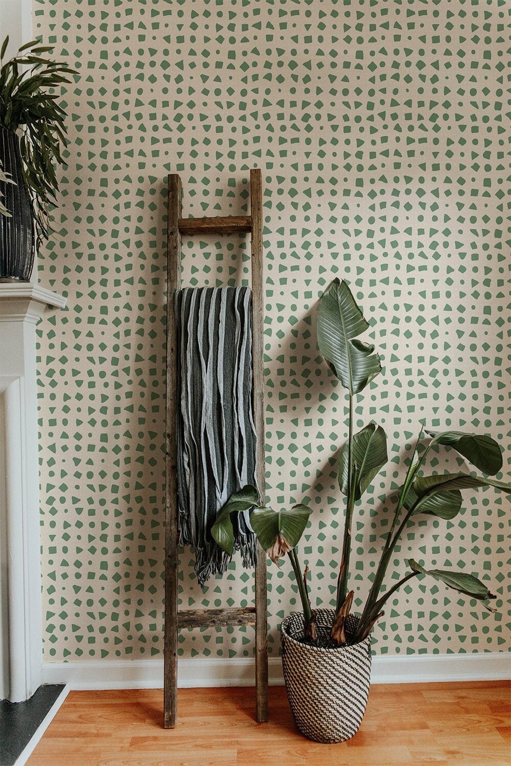 Cream And Olive Green Wallpaper | Wallpaper Peel and Stick | Removable Wallpaper | Wall Paper Peel And Stick | Wall Mural | Wall Decor 370 - JamesAndColors