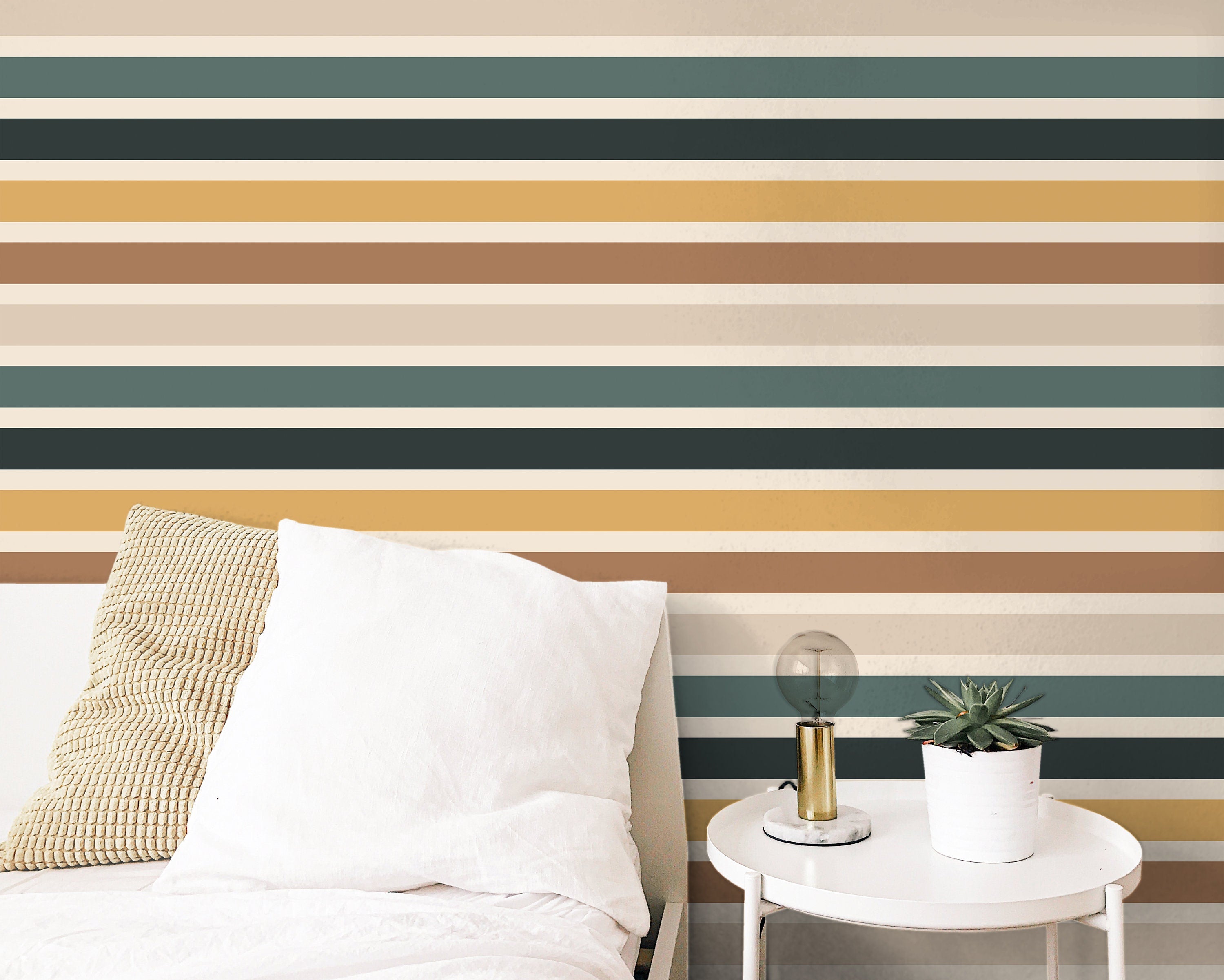 Sunset Stripes Boho Wallpaper | Wallpaper Peel and Stick | Removable Wallpaper | Peel and Stick Wallpaper | Wall Paper Peel And Stick  2379 - JamesAndColors
