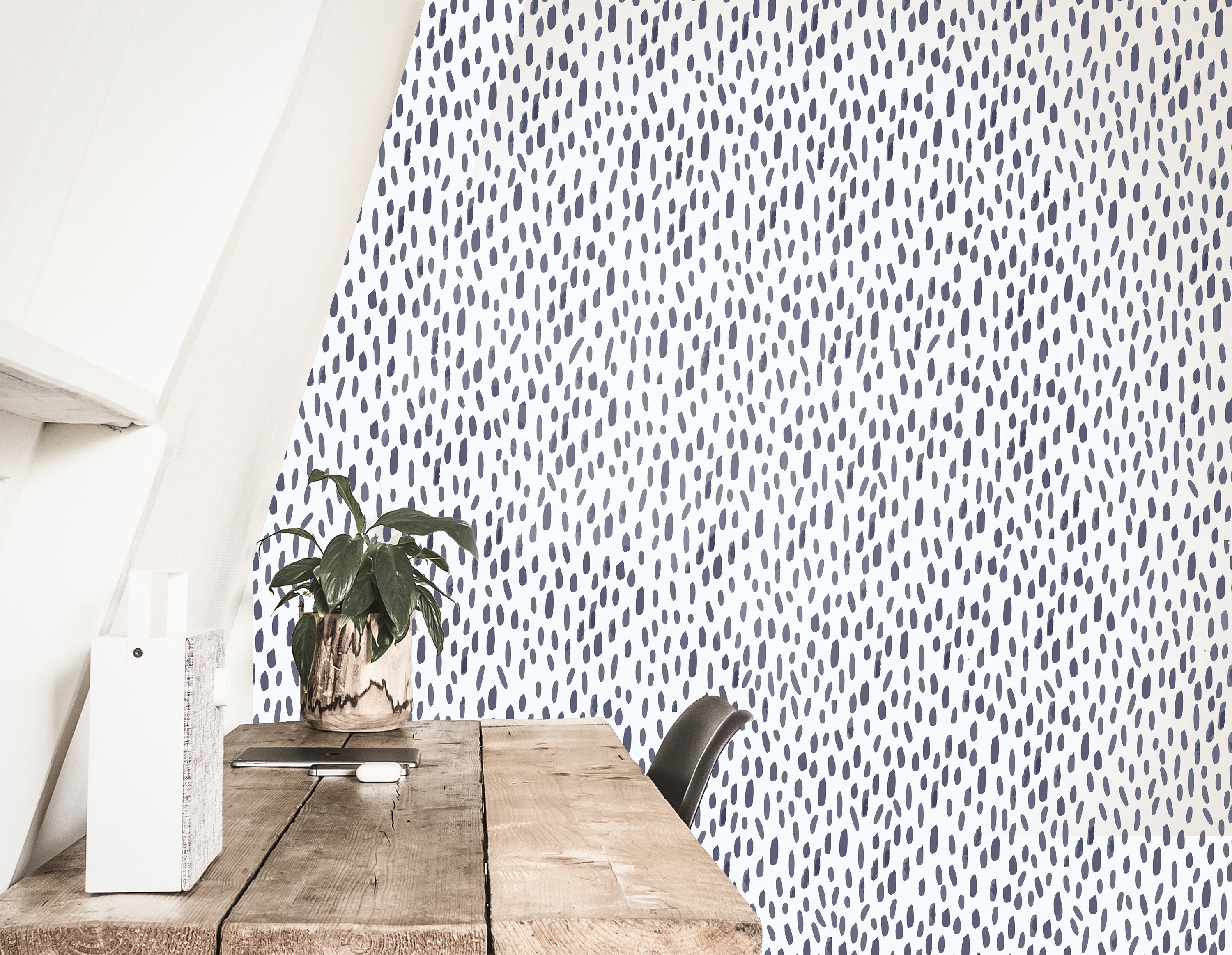 Blue Drawn Line Wallpaper | Removable Wallpaper | Peel And Stick Wallpaper | Adhesive Wallpaper | Wall Paper Peel And Stick Wall Mural 2313 - JamesAndColors