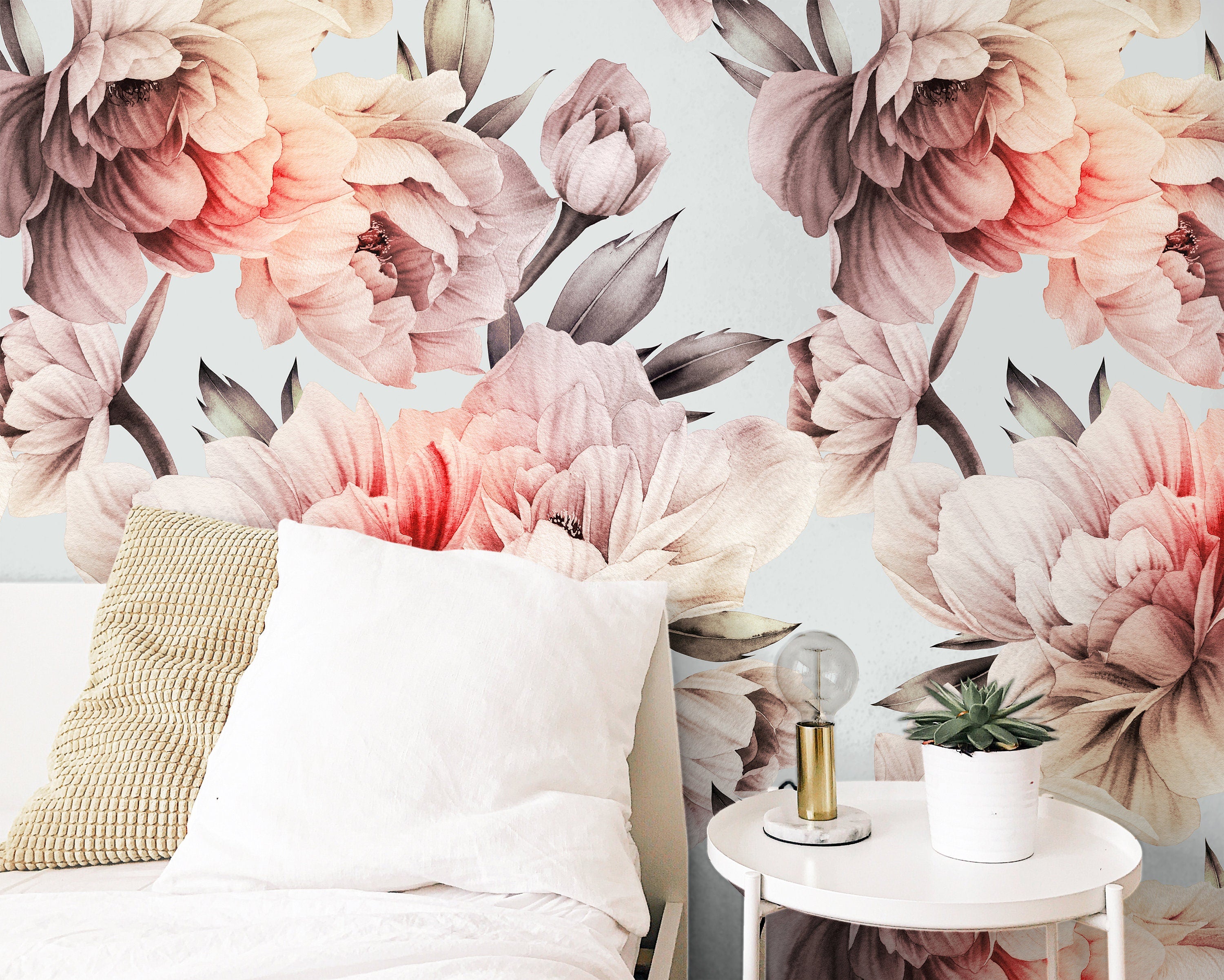 Large Floral Mural Wallpaper | Removable Wallpaper | Peel And Stick Wallpaper | Adhesive Wallpaper | Wall Paper Peel Stick Wall Mural 3668 - JamesAndColors