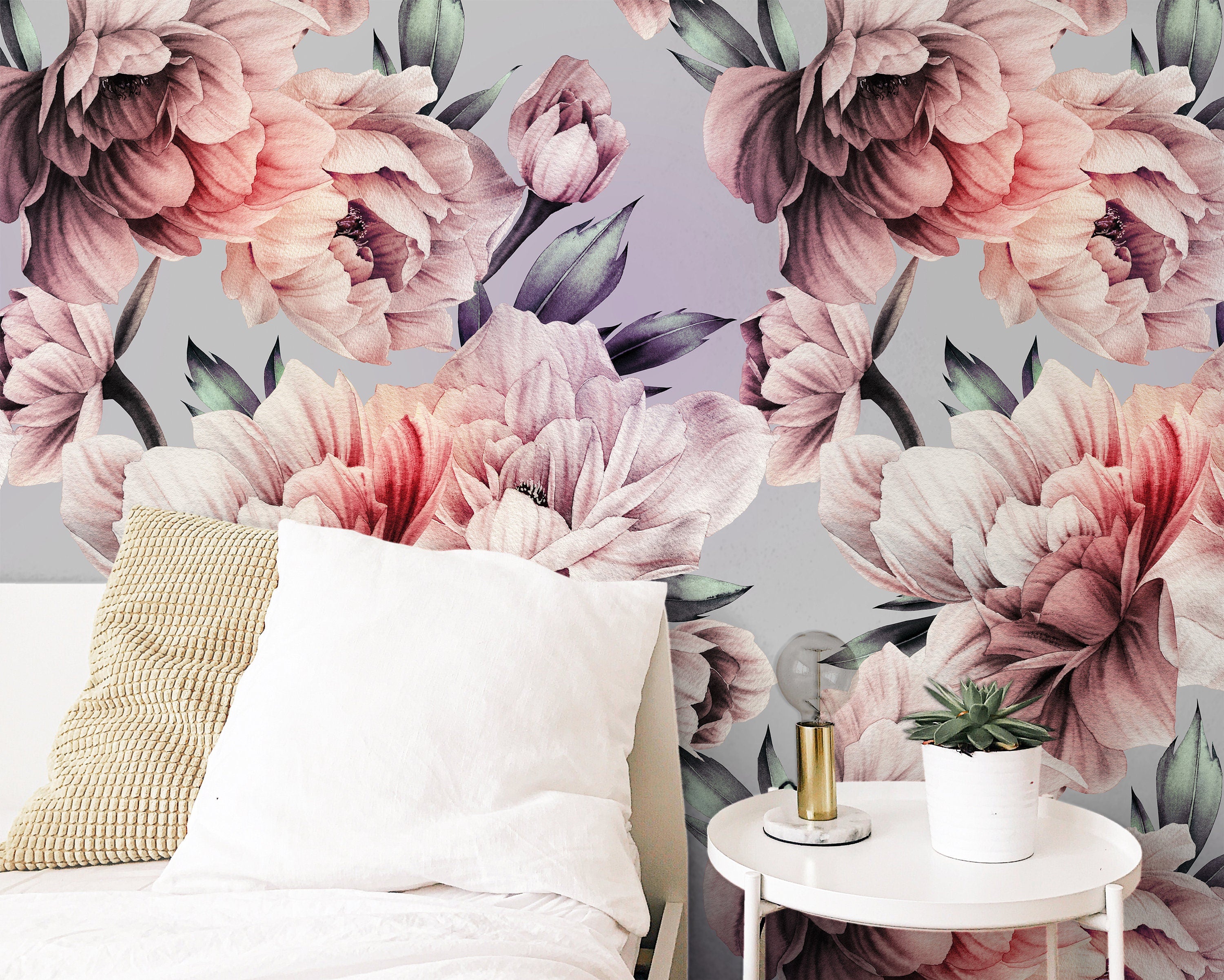 Large Floral Mural Wallpaper | Removable Wallpaper | Peel And Stick Wallpaper | Adhesive Wallpaper | Wall Paper Peel Stick Wall Mural 3669 - JamesAndColors
