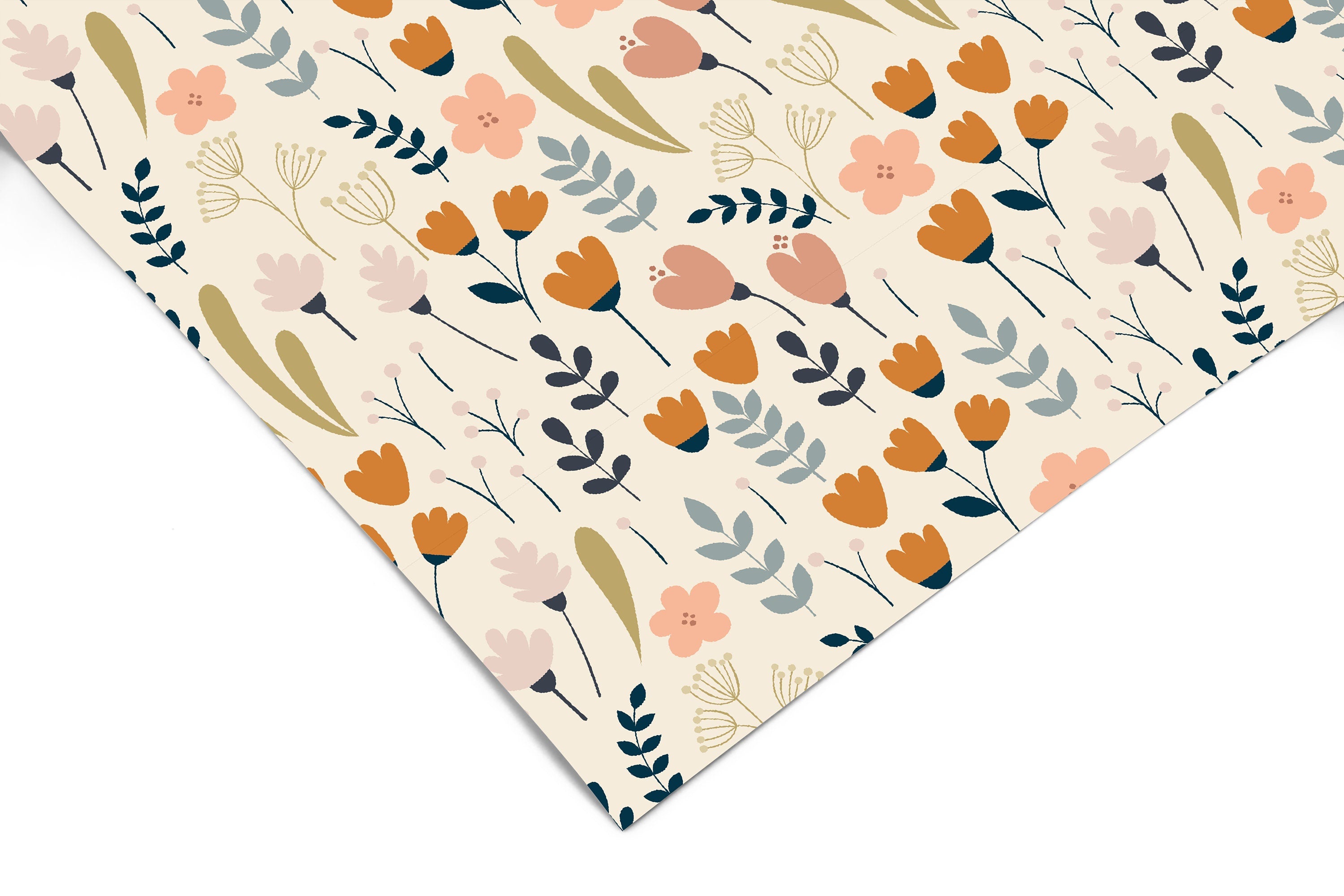 Floral Vintage Orange Contact Paper | Peel And Stick Wallpaper | Removable Wallpaper | Shelf Liner | Drawer Liner | Peel and Stick Paper 960