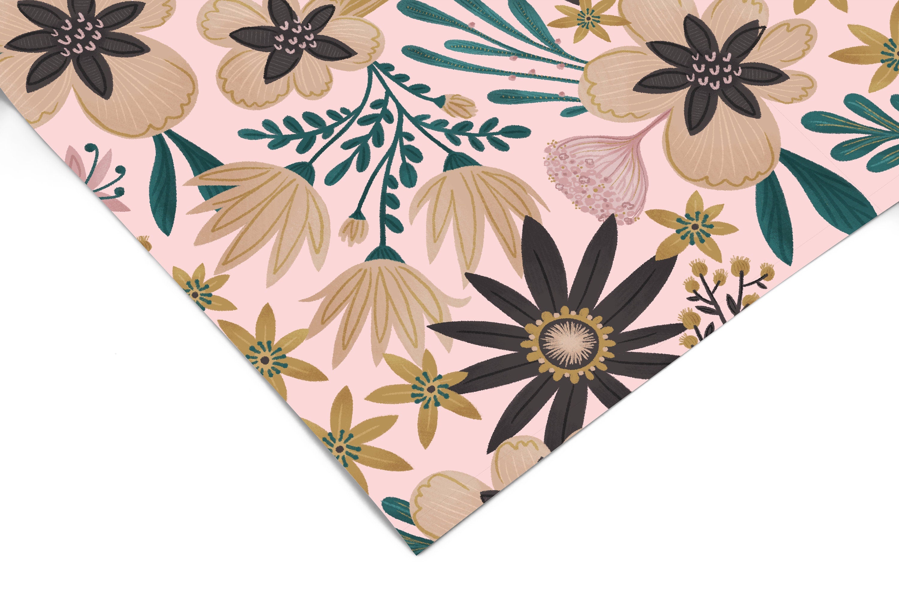 Light Pink Floral Contact Paper | Peel And Stick Wallpaper | Removable Wallpaper | Shelf Liner | Drawer Liner | Peel Stick Paper 1009