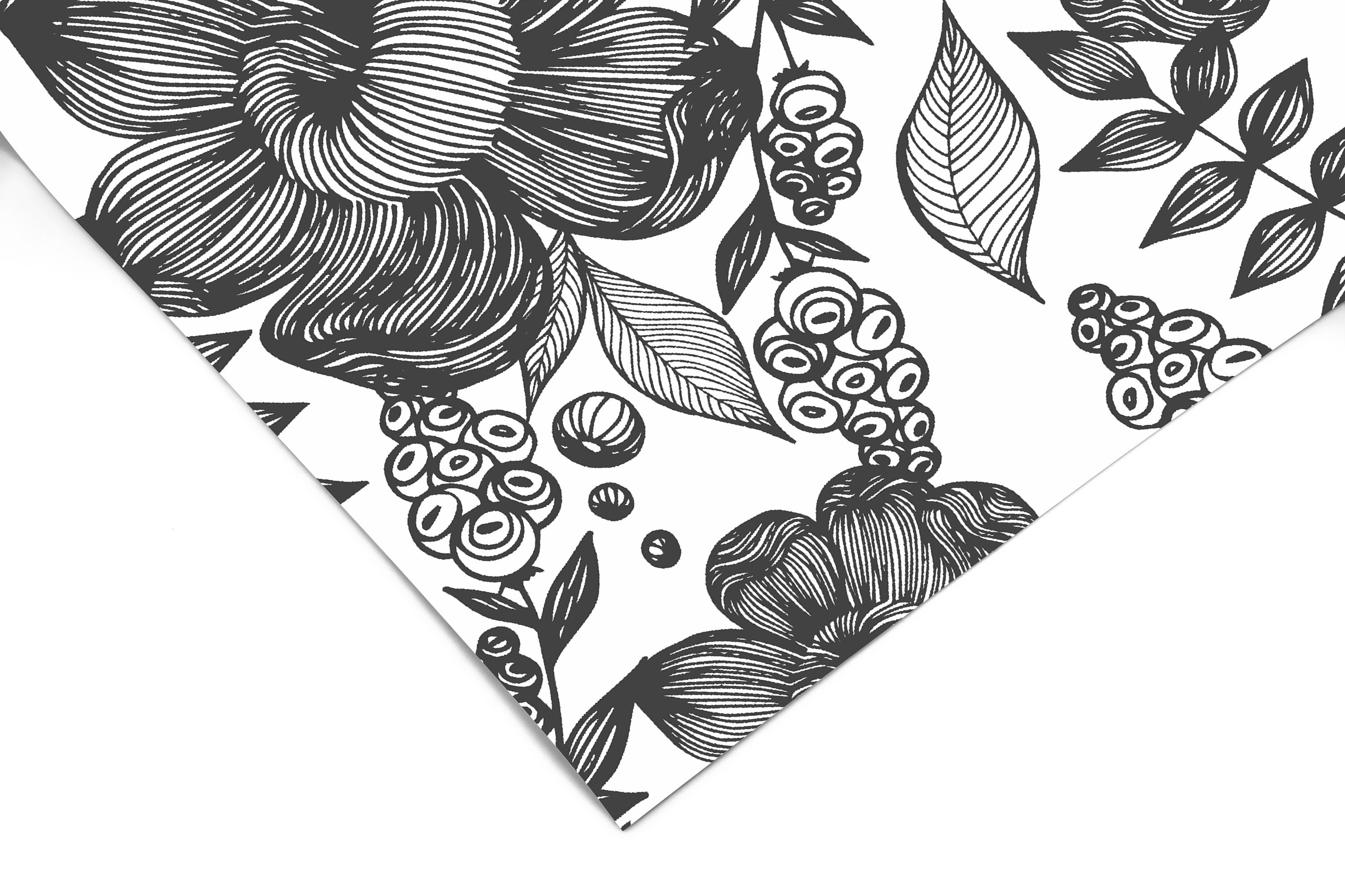 Black White Floral Outline Floral Wallpaper | Peel And Stick Wallpaper | Adhesive Wallpaper | Wall Paper | Peel Stick Wall Mural 3597 - JamesAndColors