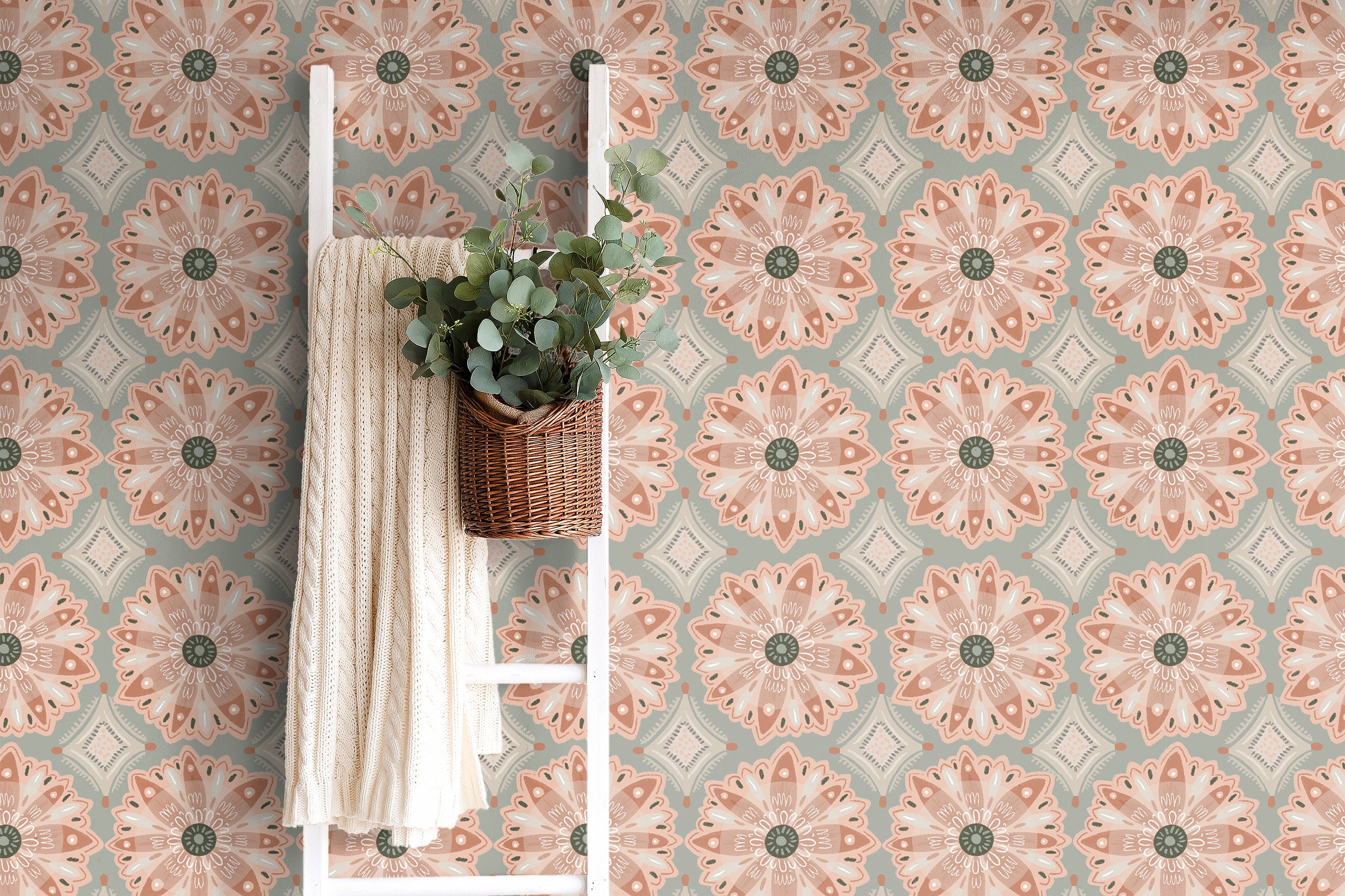 Boho Pattern Wallpaper | Removable Wallpaper | Peel And Stick Wallpaper | Adhesive Wallpaper | Wall Paper Peel Stick Wall Mural 3672 - JamesAndColors