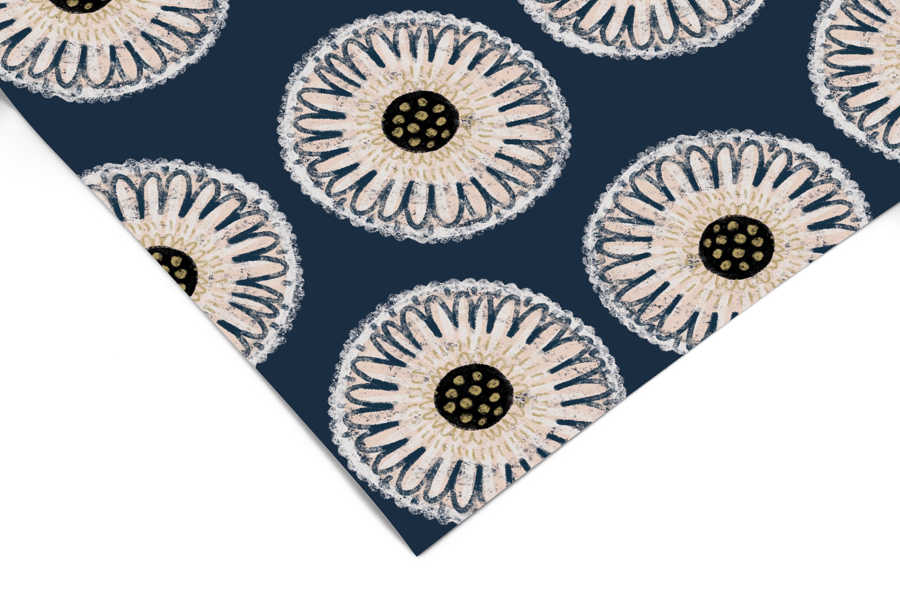 Navy Boho Floral Wallpaper Peel and Stick Wallpaper Removable Wallpaper Wall Decor Home Decor Wall Art Printable Wall Art Room Decor 3679 - JamesAndColors