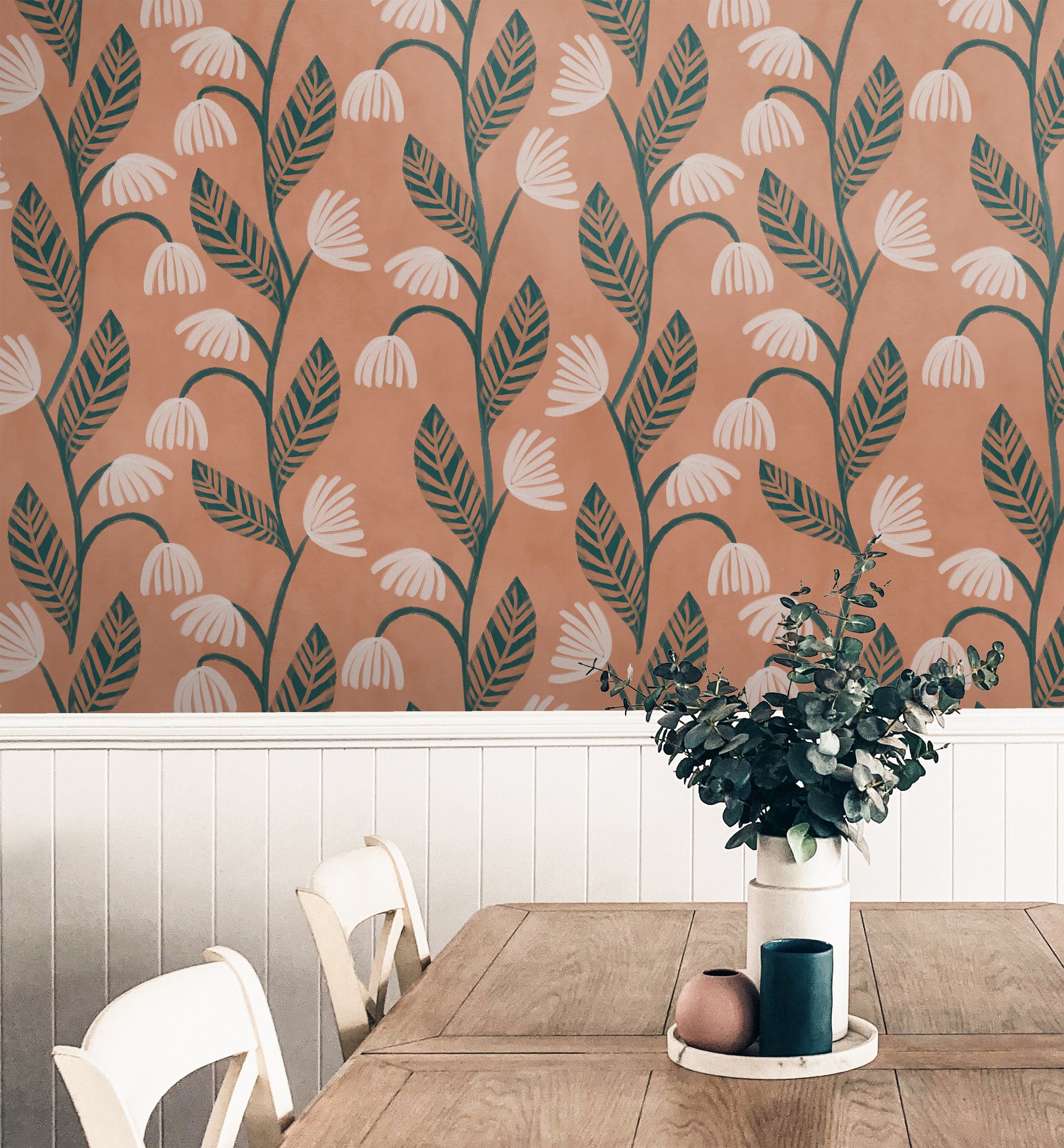 Boho Floral Wallpaper Peel and Stick Wallpaper Removable Wallpaper Wall Decor Home Decor Wall Art Printable Wall Art Room Decor 3683 - JamesAndColors