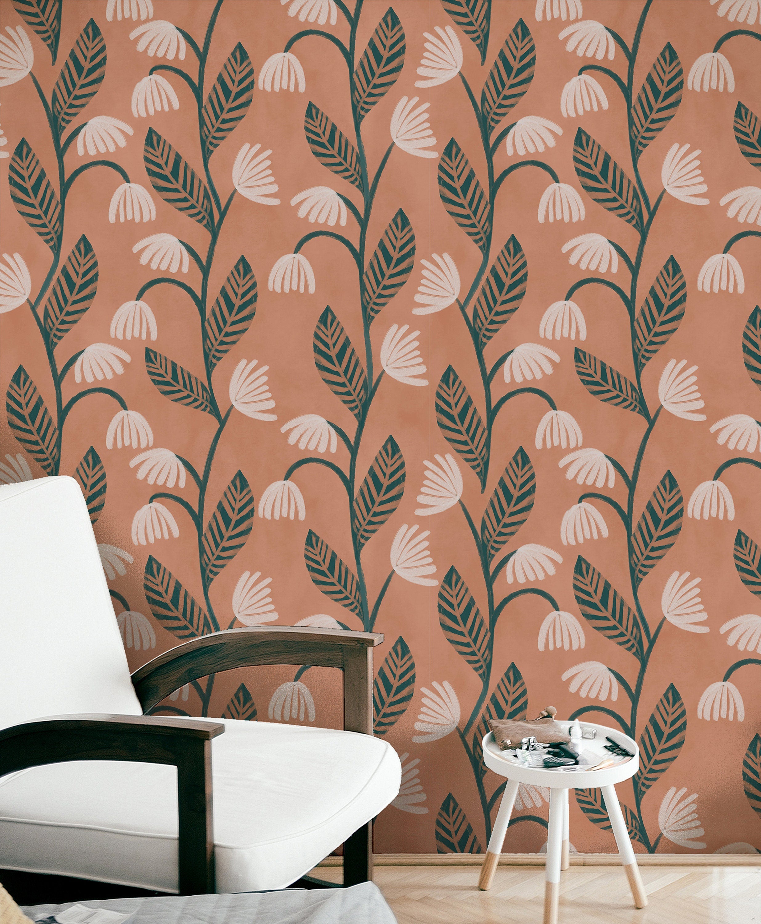Boho Floral Wallpaper Peel and Stick Wallpaper Removable Wallpaper Wall Decor Home Decor Wall Art Printable Wall Art Room Decor 3683 - JamesAndColors