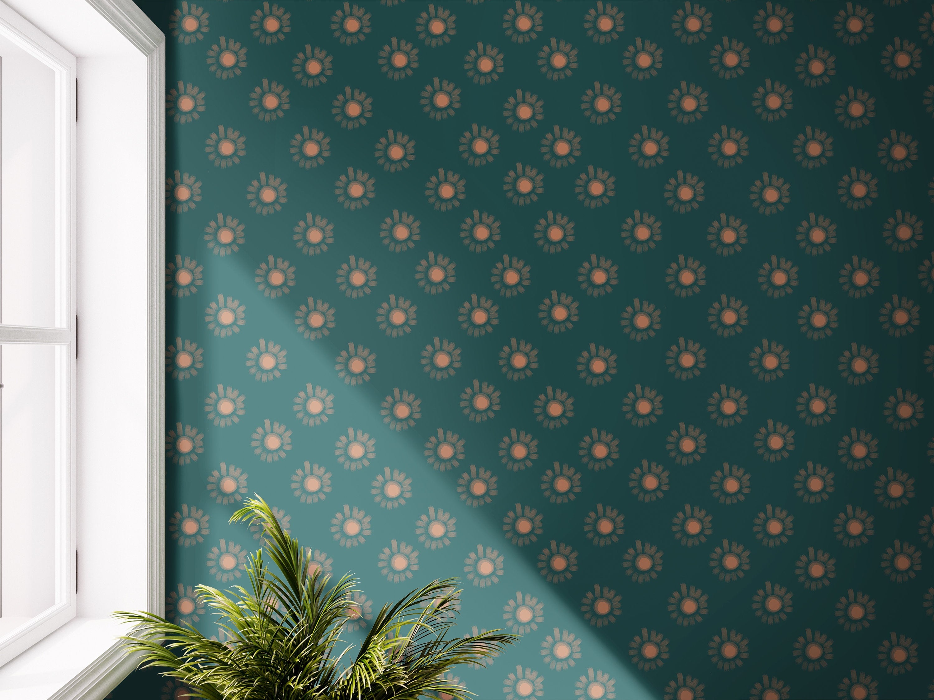 Dark Teal Floral Wallpaper Peel and Stick Wallpaper Removable Wallpaper Wall Decor Home Decor Wall Art Printable Wall Art Room Decor 3684 - JamesAndColors