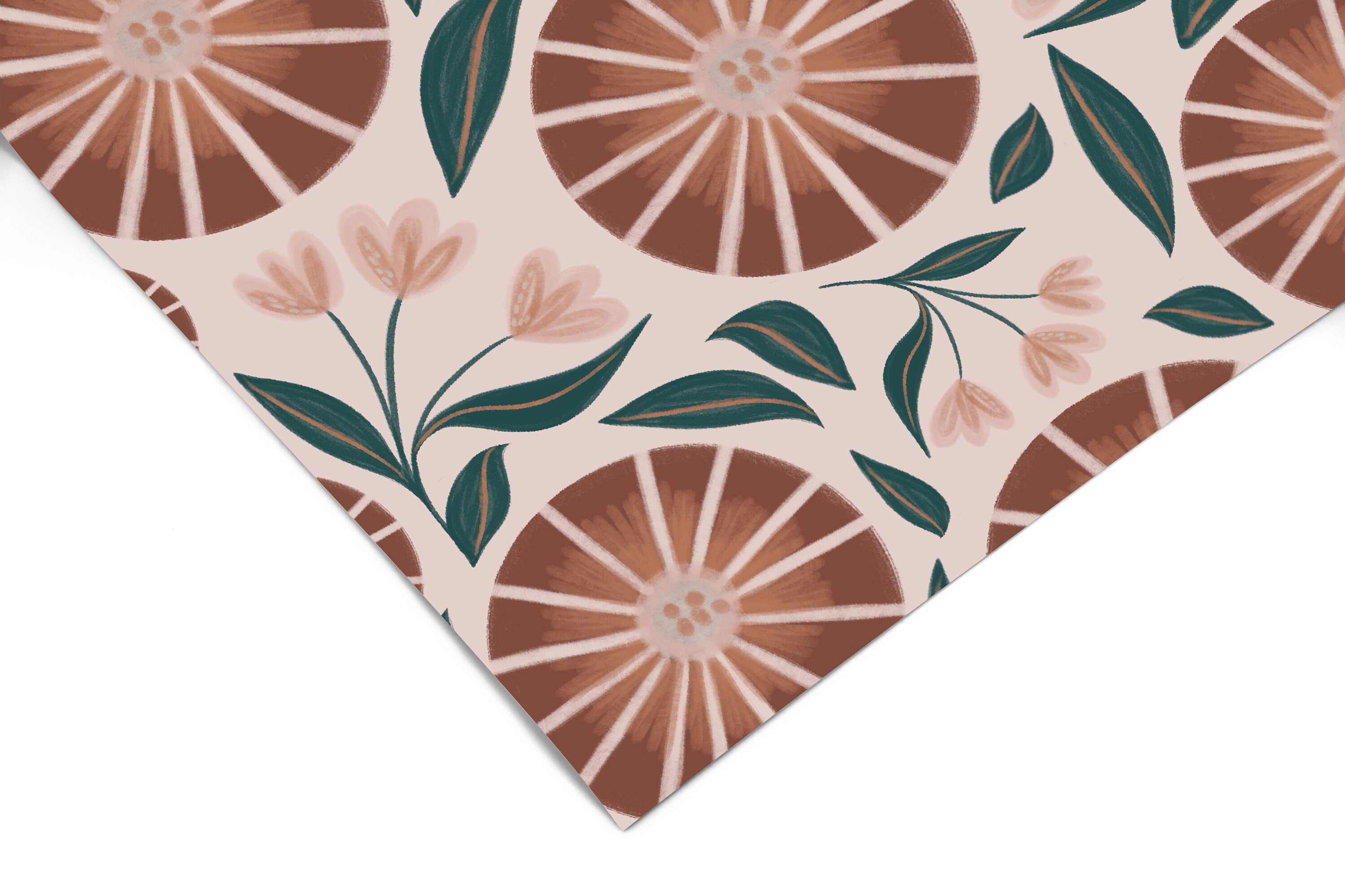 Boho Terracotta Floral Wallpaper Peel and Stick Wallpaper Removable Wallpaper Wall Decor Home Decor Wall Art Wall Art Room Decor 3687 - JamesAndColors