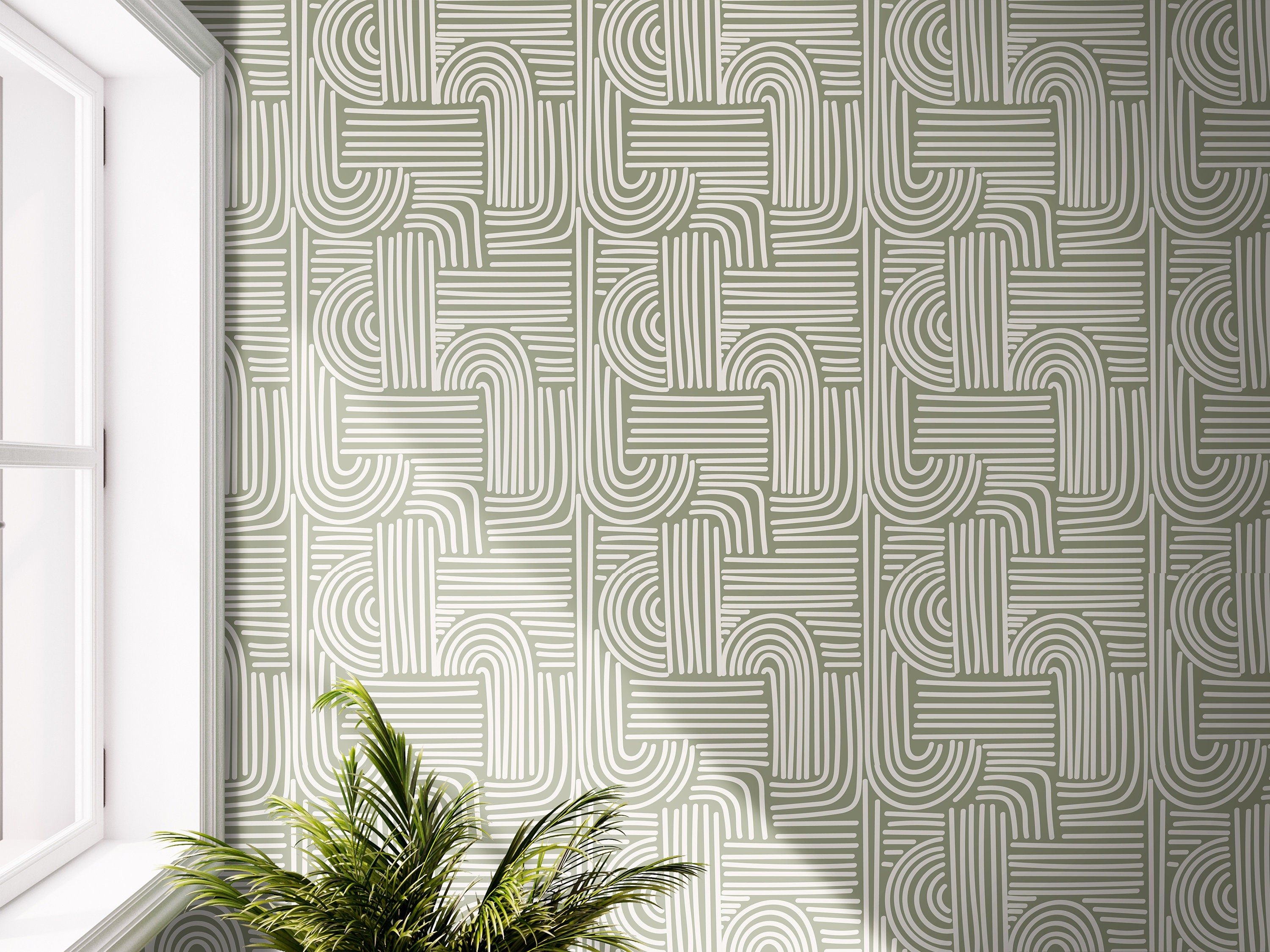 Olive Cream Pattern Wallpaper Peel and Stick Wallpaper Removable Wallpaper Wall Decor Home Decor Wall Art Printable Wall Art Room Decor 3691 - JamesAndColors