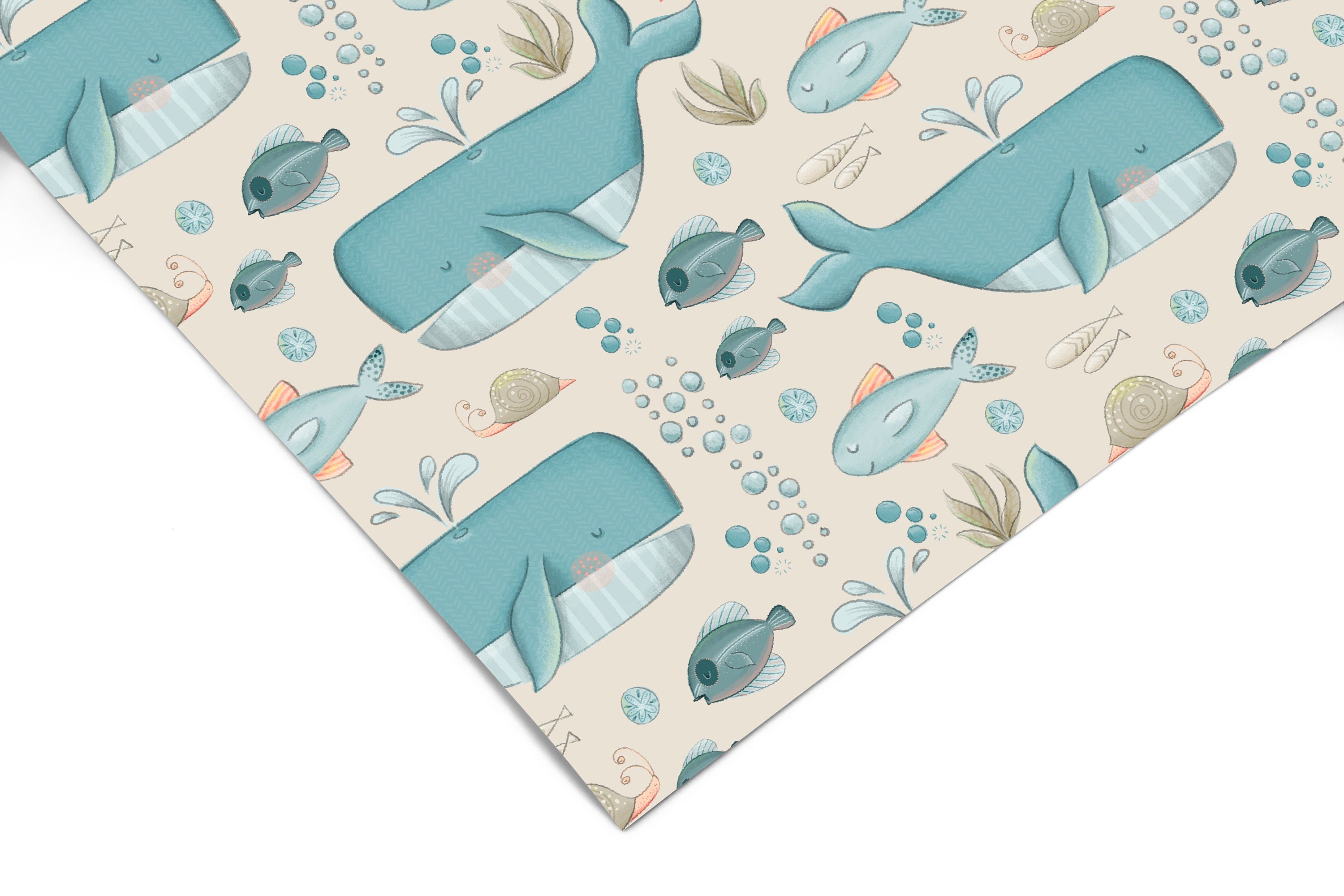 Whale Sea and Ocean Contact Paper | Peel And Stick Wallpaper | Removable Wallpaper | Shelf Liner | Drawer Liner | Peel and Stick Paper 964 - JamesAndColors