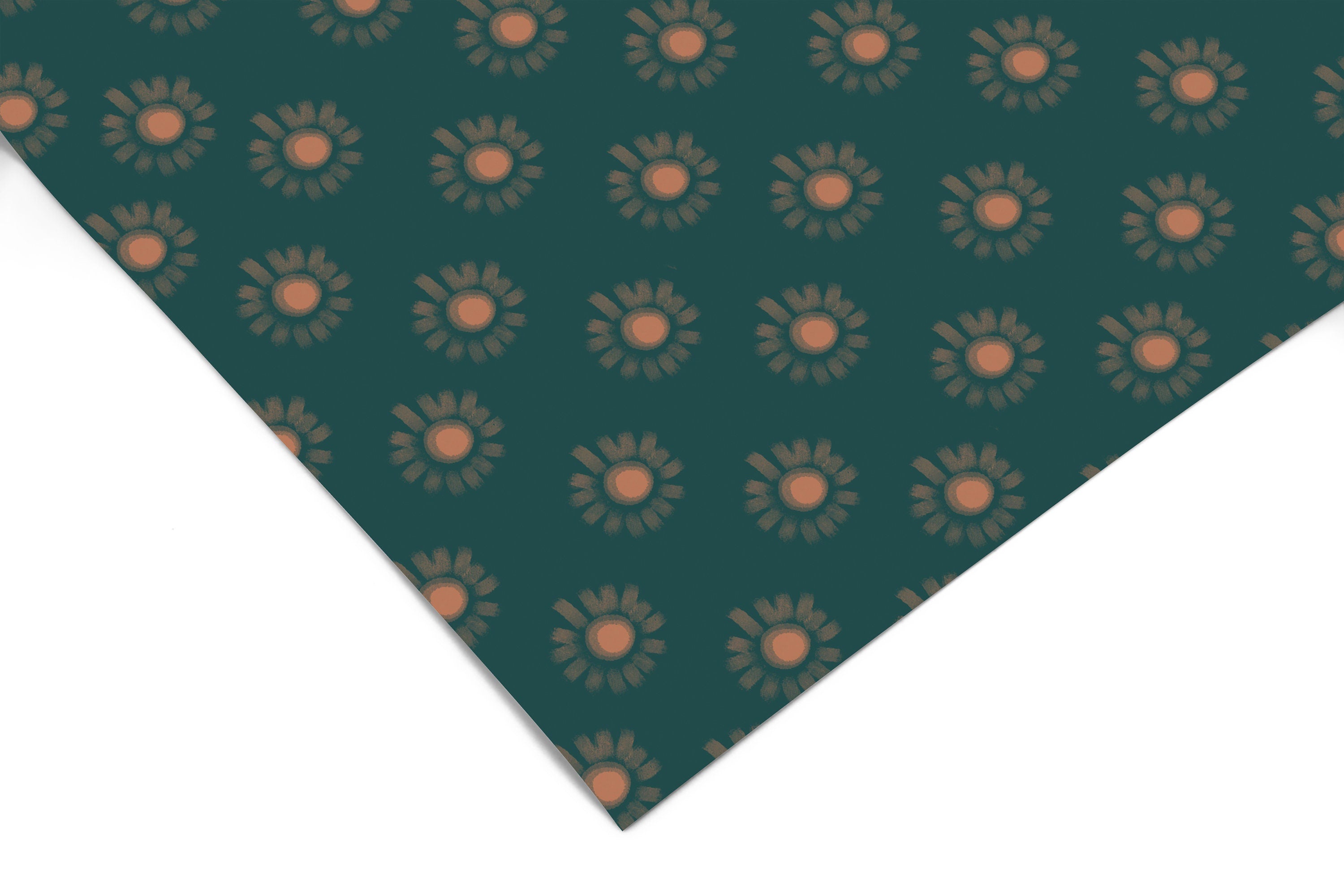 Teal Boho Flower Contact Paper | Peel And Stick Wallpaper | Removable Wallpaper | Shelf Liner | Drawer Liner | Peel and Stick Paper 1022 - JamesAndColors