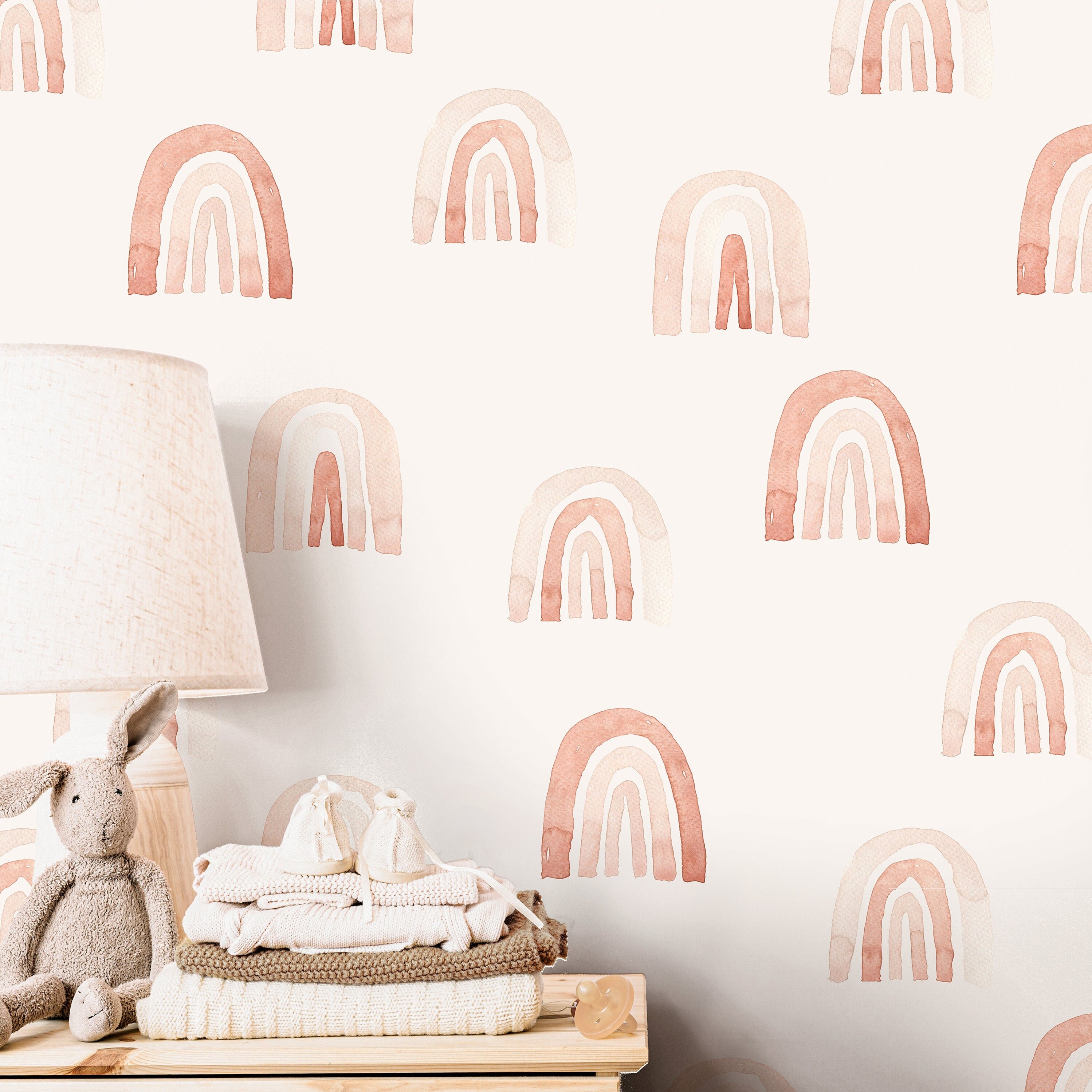 Pink Rainbow Wallpaper | Girls Nursery Wallpaper | Kids Wallpaper | Childrens Wallpaper | Peel Stick Wallpaper | Removable Wallpaper | 3560 - JamesAndColors