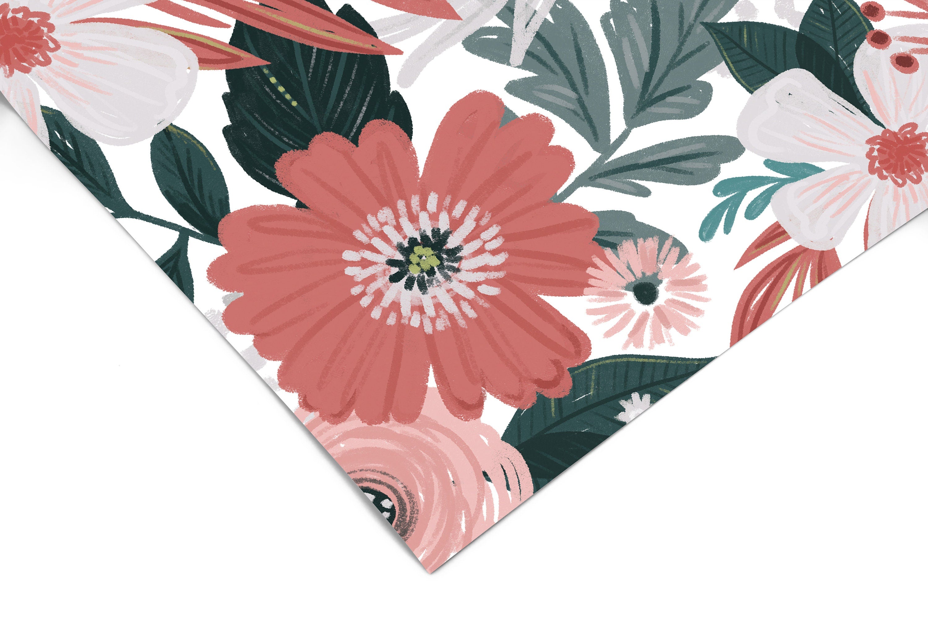 Tropical Floral Wallpaper | Girls Nursery Wallpaper | Kids Wallpaper | Childrens Wallpaper | Peel Stick Wallpaper | Removable Wallpaper 3545 - JamesAndColors
