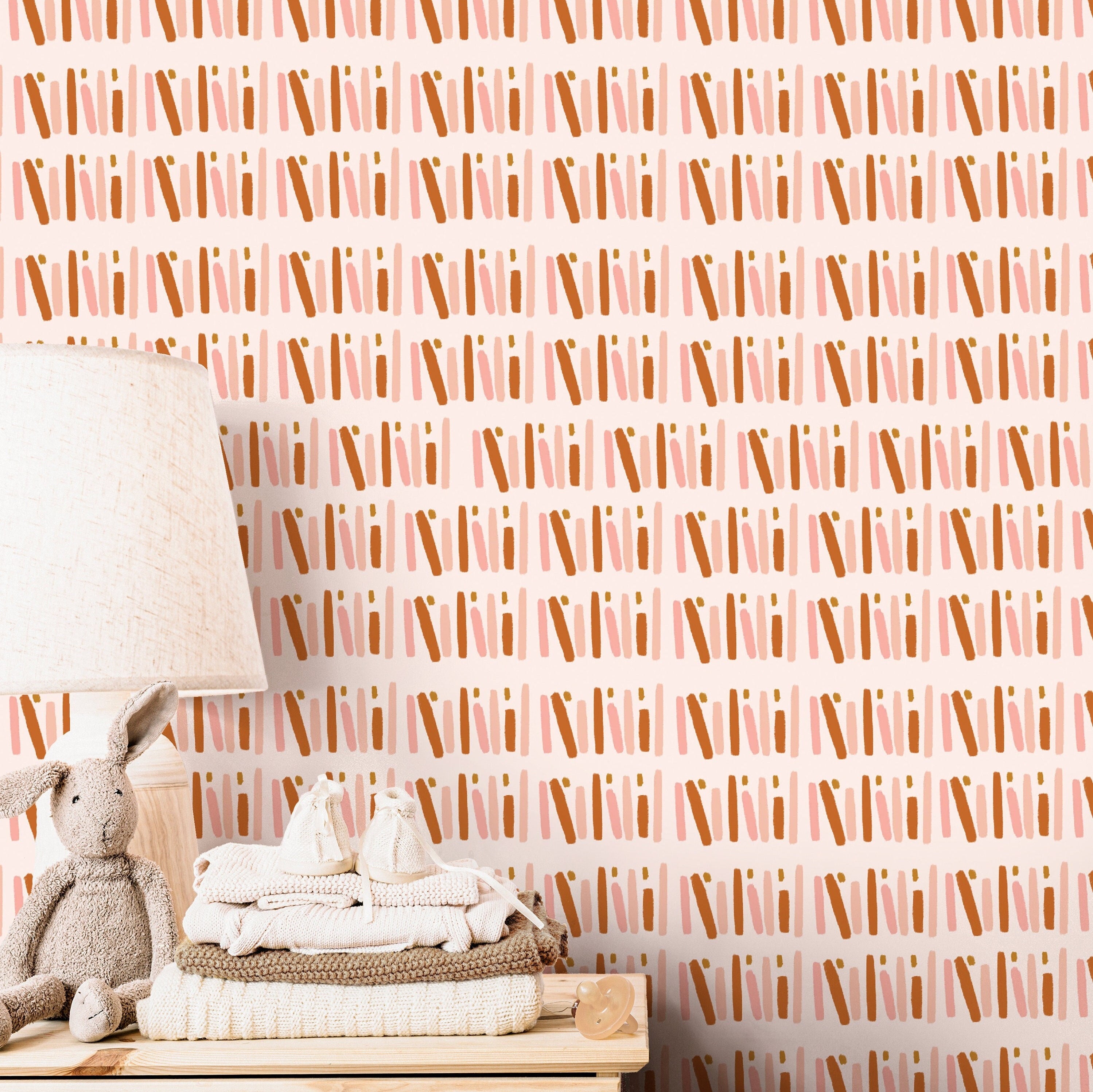 Pink Terracotta Wallpaper | Girls Nursery Wallpaper | Kids Wallpaper | Childrens Wallpaper | Peel Stick Wallpaper | Removable Wallpaper 3543 - JamesAndColors
