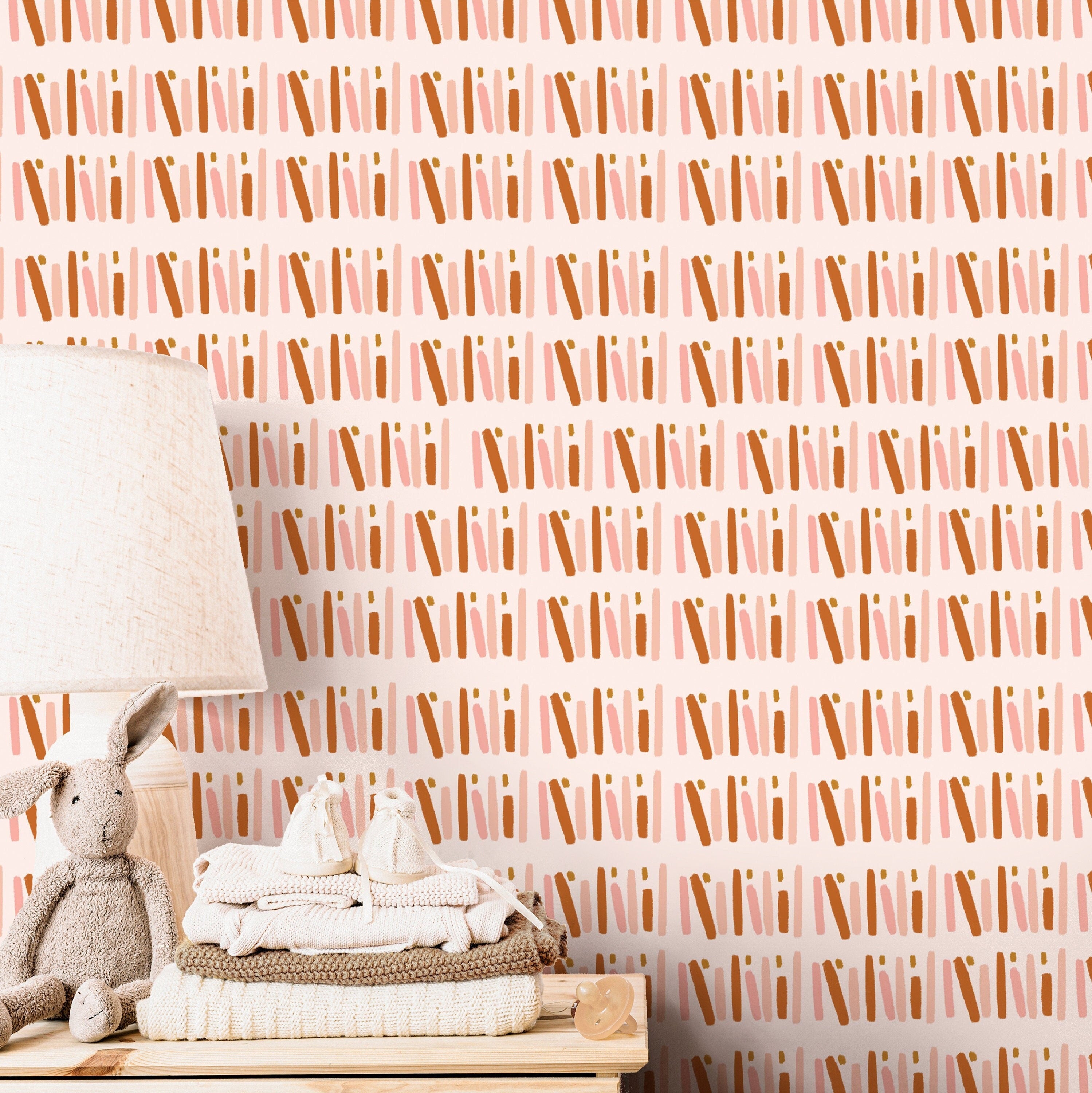 Pink Terracotta Wallpaper | Girls Nursery Wallpaper | Kids Wallpaper | Childrens Wallpaper | Peel Stick Wallpaper | Removable Wallpaper 3543 - JamesAndColors