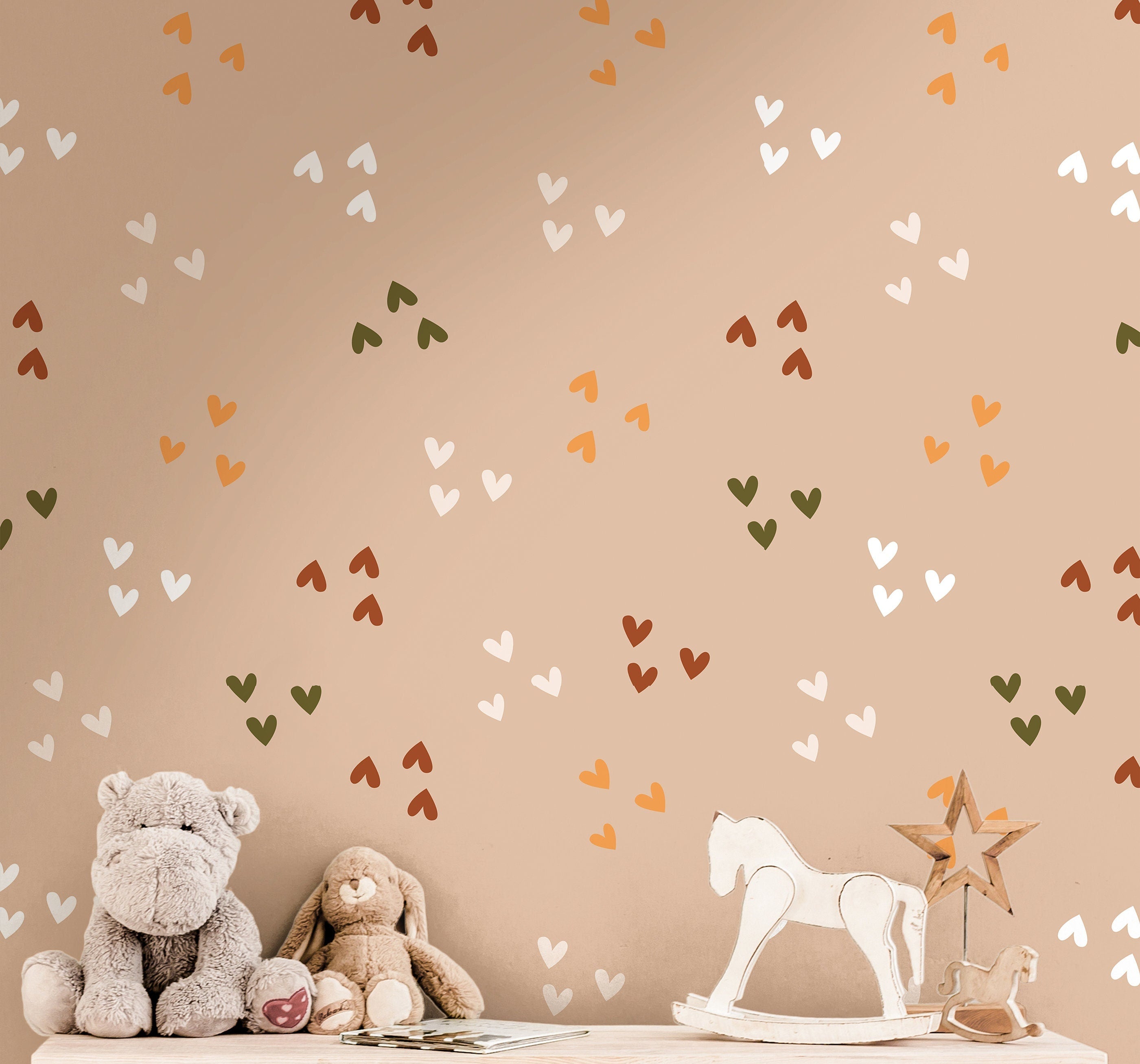 Boho Hearts Wallpaper | Girls Nursery Wallpaper | Kids Wallpaper | Childrens Wallpaper | Peel Stick Wallpaper | Removable Wallpaper | 3617 - JamesAndColors