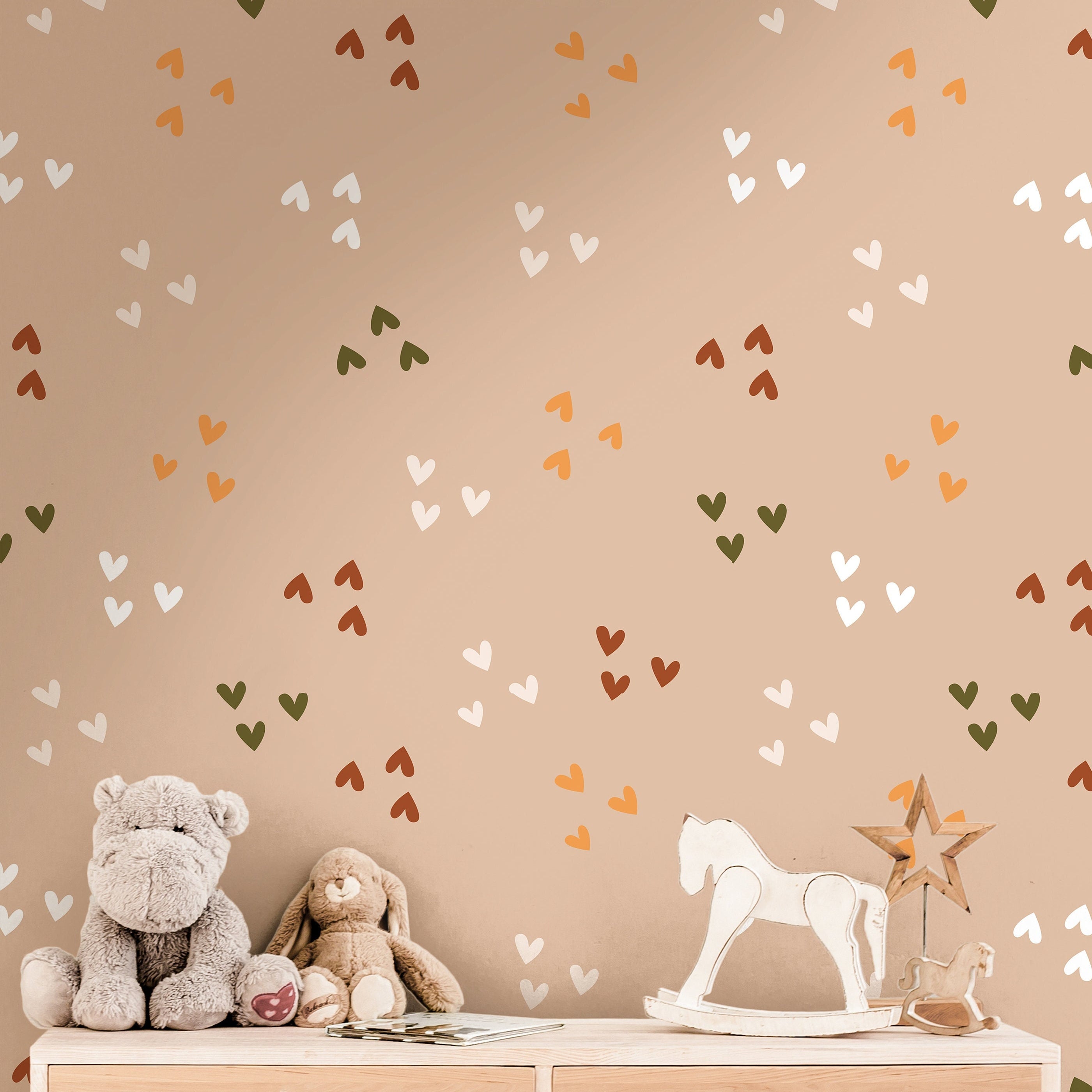 Boho Hearts Wallpaper | Girls Nursery Wallpaper | Kids Wallpaper | Childrens Wallpaper | Peel Stick Wallpaper | Removable Wallpaper | 3617 - JamesAndColors