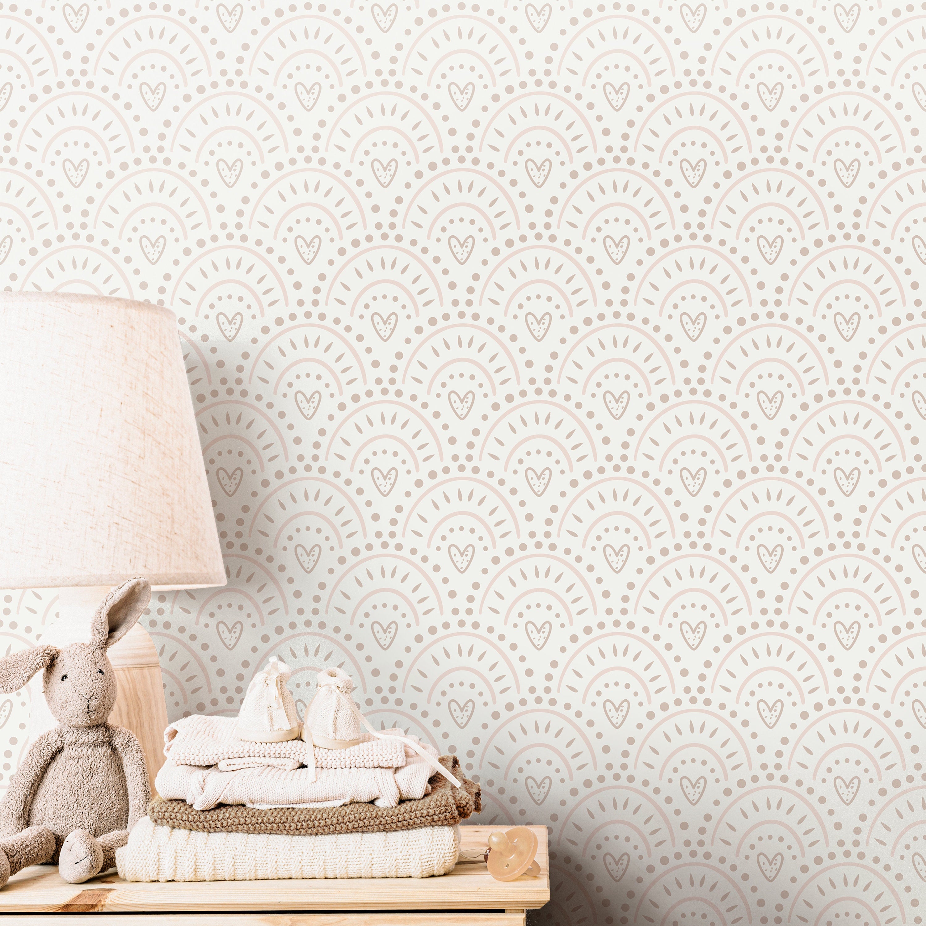 Boho Hearts Wallpaper | Girls Nursery Wallpaper | Kids Wallpaper | Childrens Wallpaper | Peel Stick Wallpaper | Removable Wallpaper | 3704 - JamesAndColors