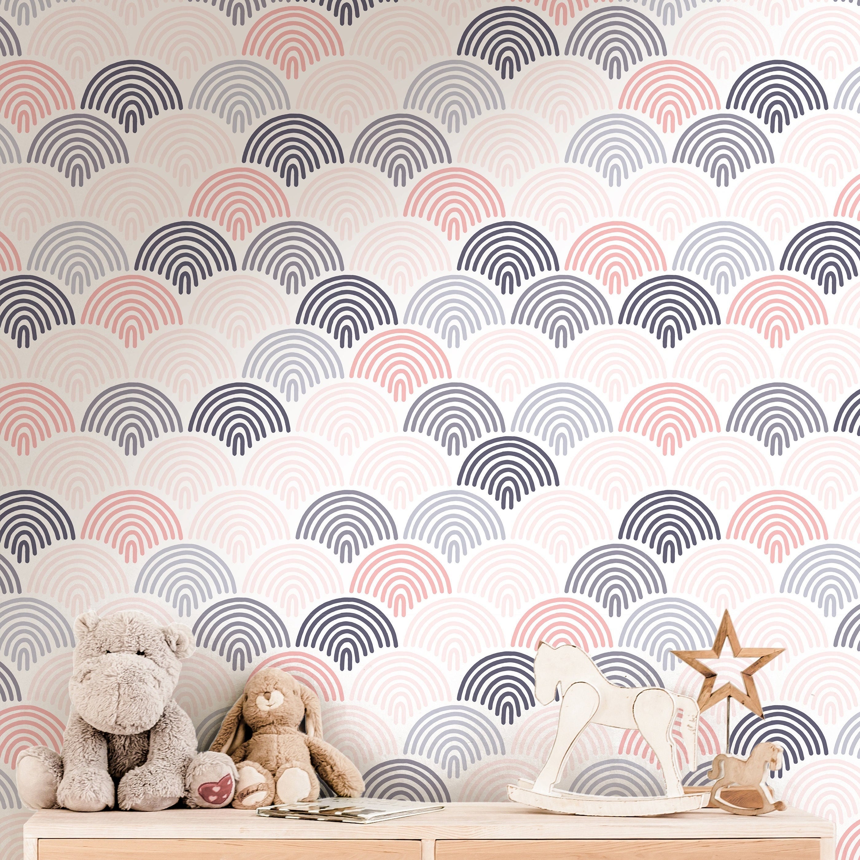 Rainbow Hills Wallpaper | Girls Nursery Wallpaper | Kids Wallpaper | Childrens Wallpaper | Peel Stick Wallpaper | Removable Wallpaper | 3701 - JamesAndColors