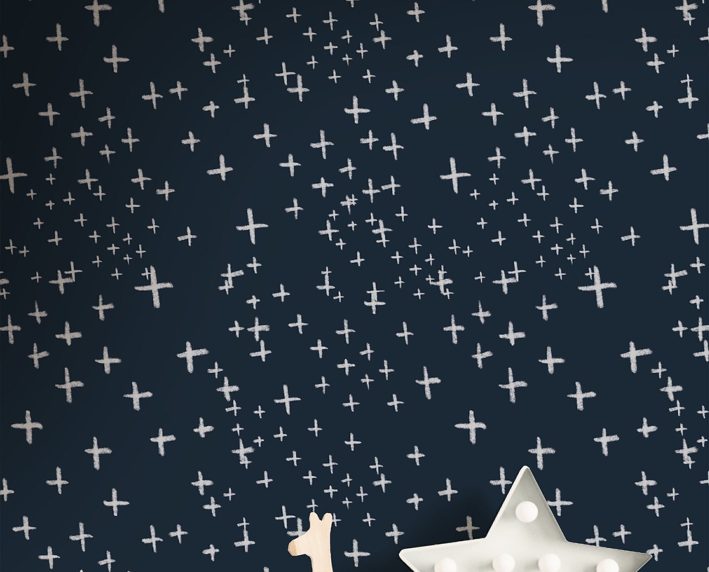 Removable Navy Stars Wallpaper | Boys Nursery Wallpaper | Kids Wallpaper | Childrens Wallpaper | Peel Stick Wallpaper | Boys Room | 3549 - JamesAndColors