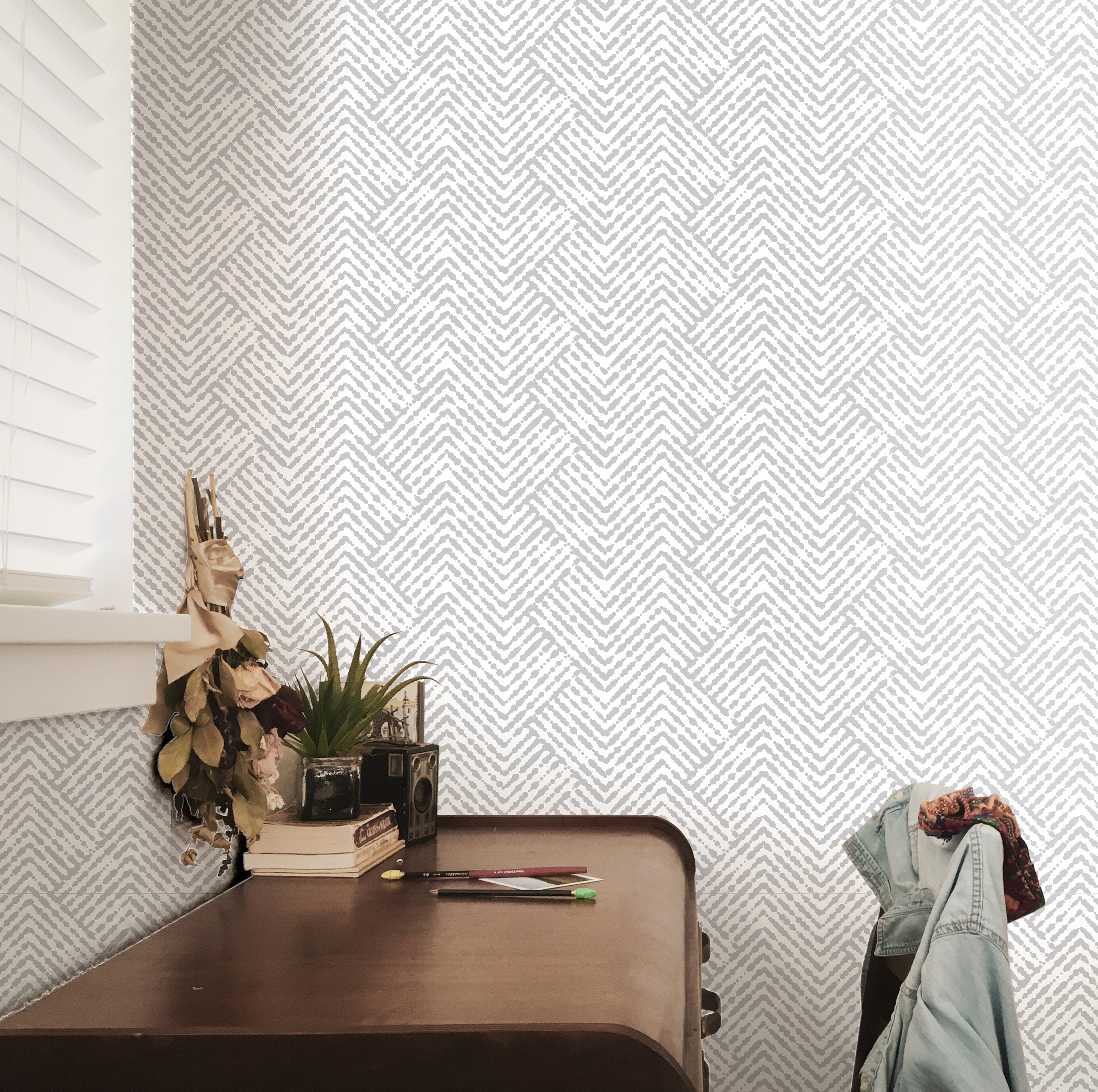 Removable Wallpaper White Gray Geometric Wallpaper | Peel And Stick Wallpaper | Adhesive Wallpaper | Wall Paper Peel Stick Wall Mural 3518 - JamesAndColors