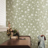 Olive Floral Wallpaper | Adhesive Wallpaper | Wallpaper Peel And Stick | Removable Wallpaper | Wall Paper Peel And Stick | Eco Friendly 2061 - JamesAndColors