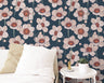 Removable Wallpaper Large Navy Poppy Floral | Peel And Stick Wallpaper| Wallpaper Mural | Tropical Wallpaper | Wall Decor 3594 - JamesAndColors
