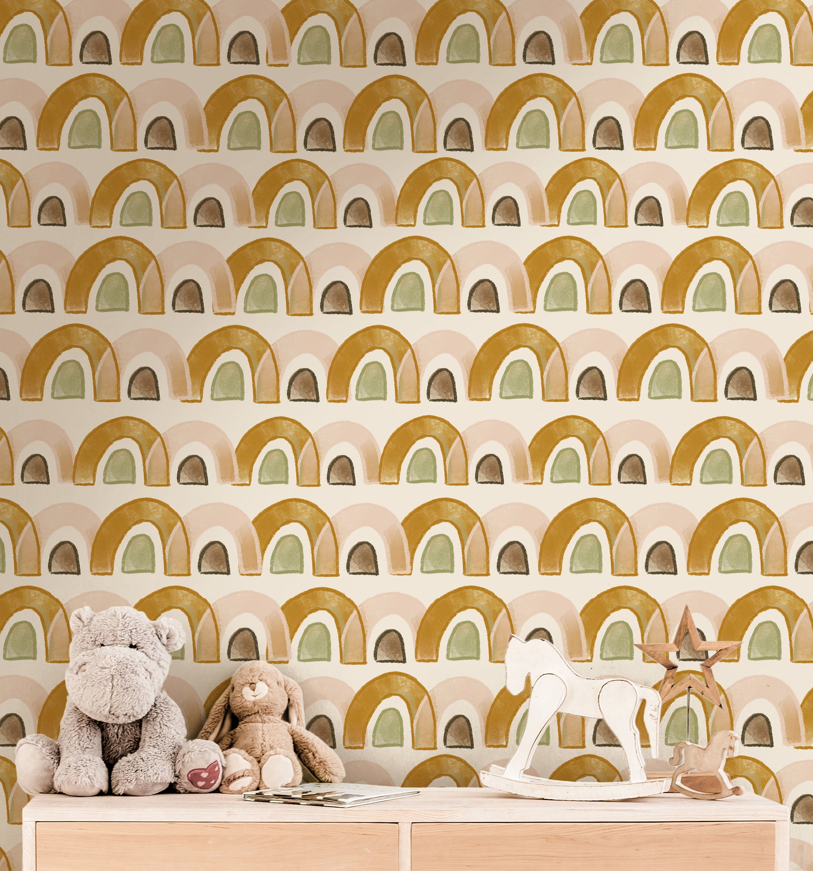 Boho Rainbow Wallpaper | Girls Nursery Wallpaper | Kids Wallpaper | Childrens Wallpaper | Peel Stick Wallpaper | Removable Wallpaper | 3635 - JamesAndColors
