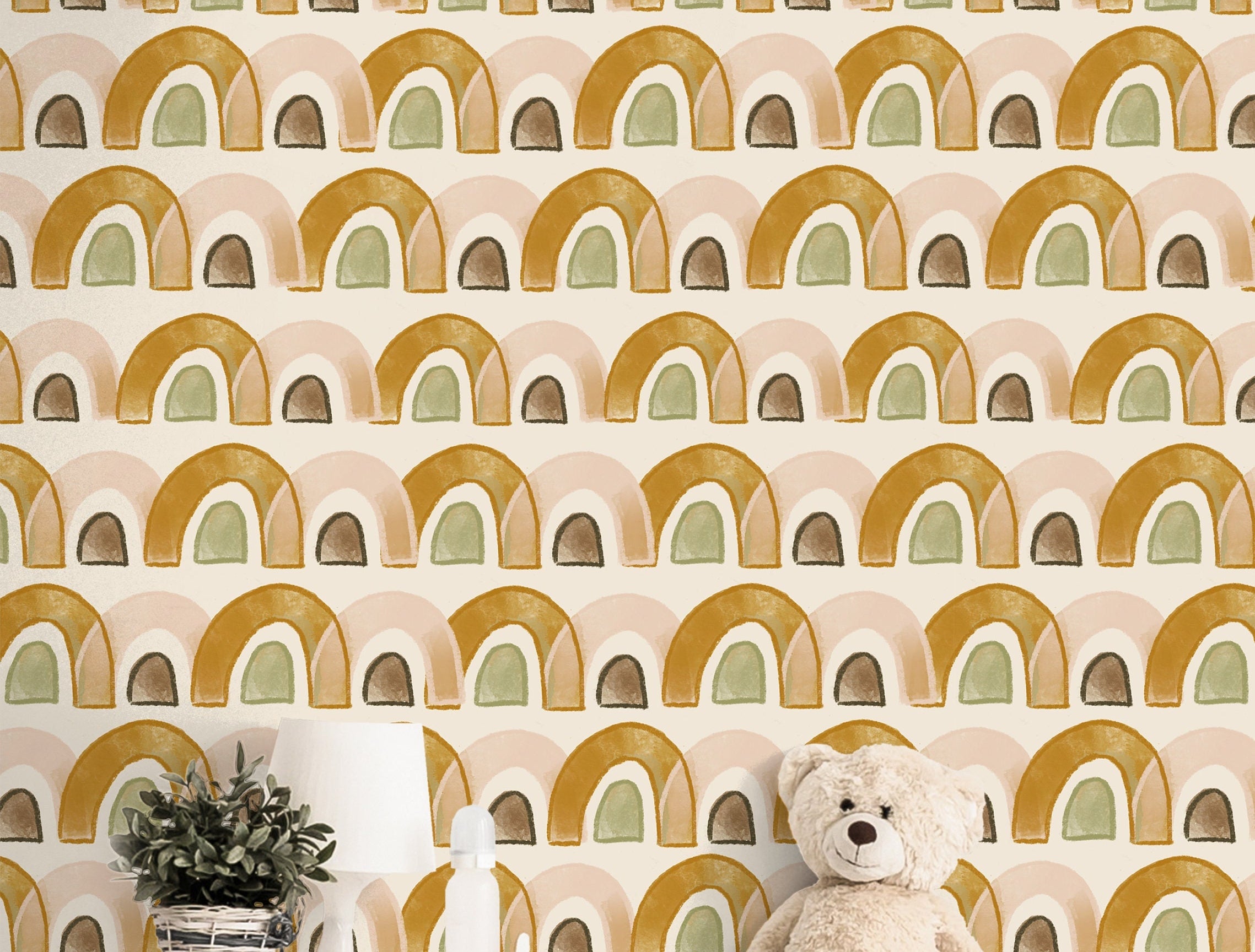 Boho Rainbow Wallpaper | Girls Nursery Wallpaper | Kids Wallpaper | Childrens Wallpaper | Peel Stick Wallpaper | Removable Wallpaper | 3635 - JamesAndColors