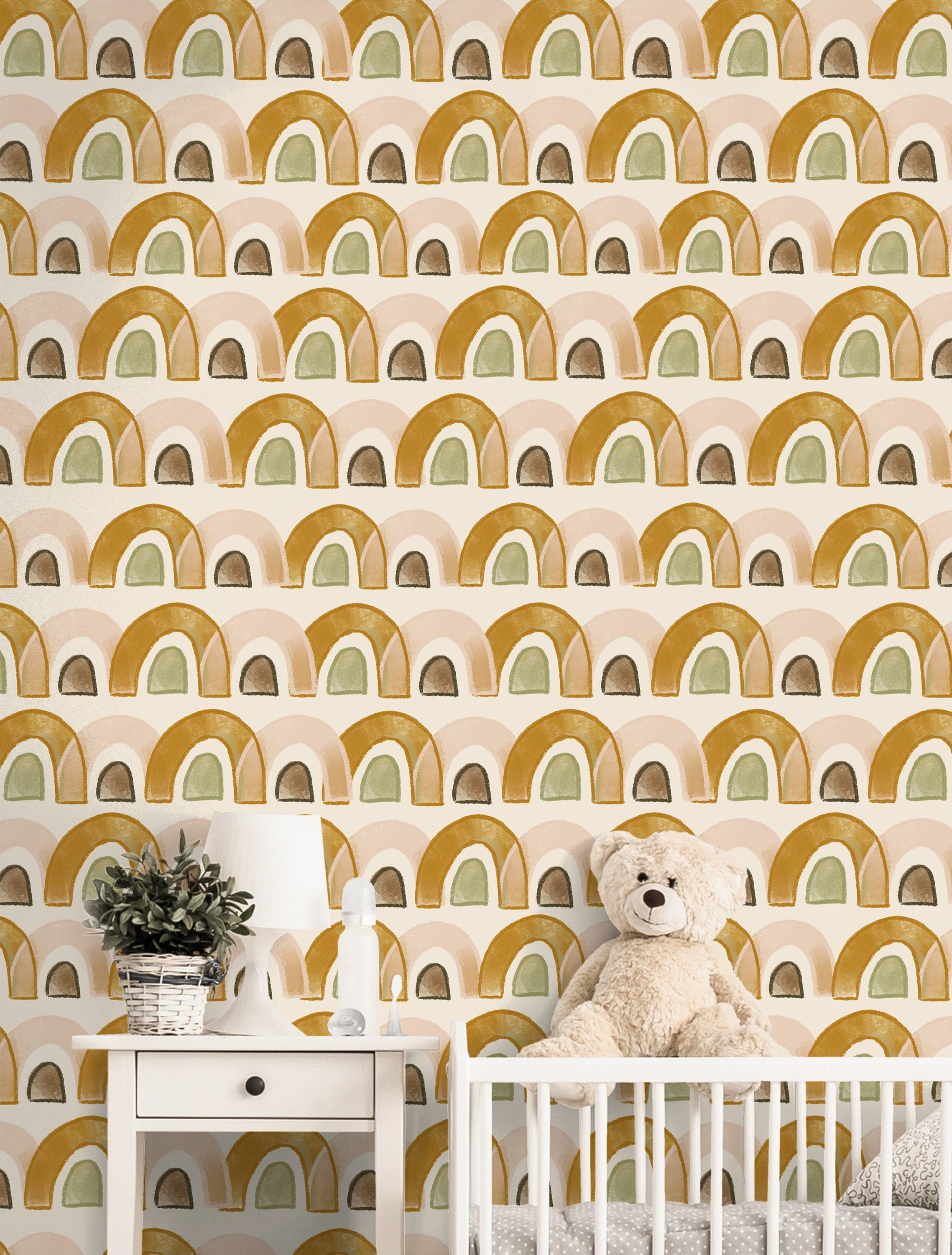 Boho Rainbow Wallpaper | Girls Nursery Wallpaper | Kids Wallpaper | Childrens Wallpaper | Peel Stick Wallpaper | Removable Wallpaper | 3635 - JamesAndColors