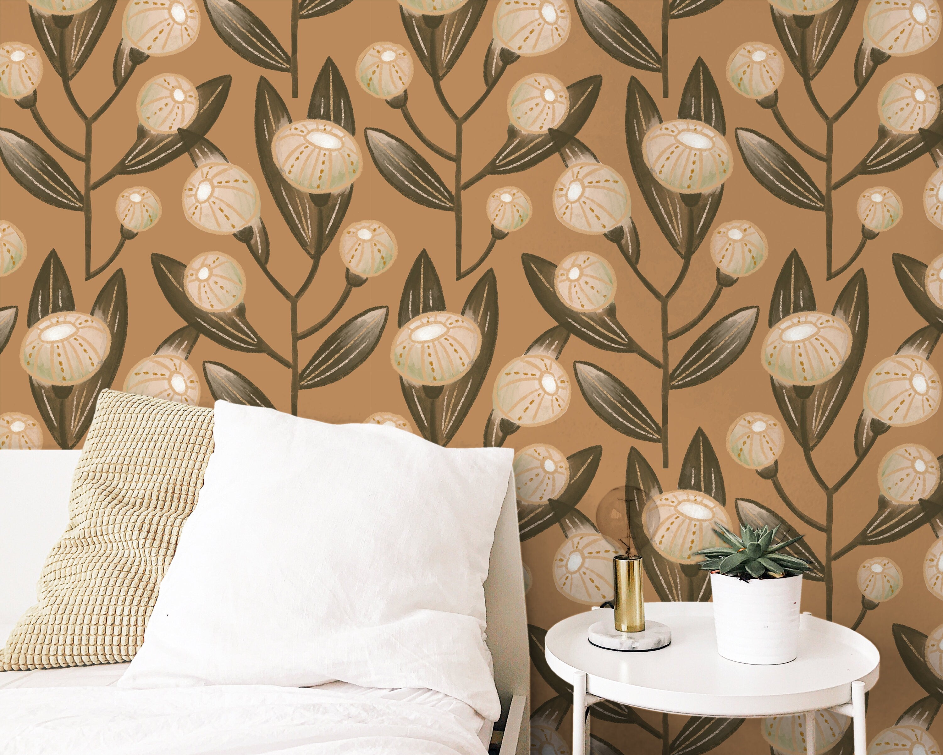 Farmhouse Floral Wallpaper | Removable Wallpaper | Peel And Stick Wallpaper | Adhesive Wallpaper | Wall Paper Peel Stick Wall Mural 3629 - JamesAndColors