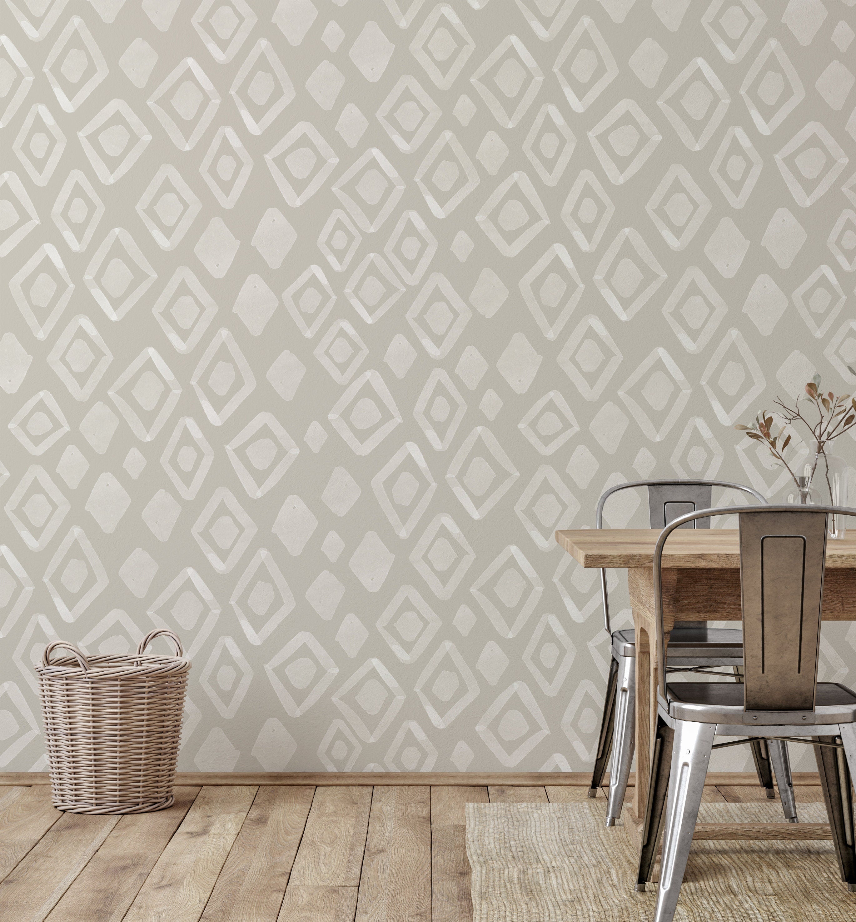 Tan Boho Geometric Wallpaper | Removable Wallpaper | Peel And Stick Wallpaper | Adhesive Wallpaper | Wall Paper Peel Stick Wall Mural 3611 - JamesAndColors