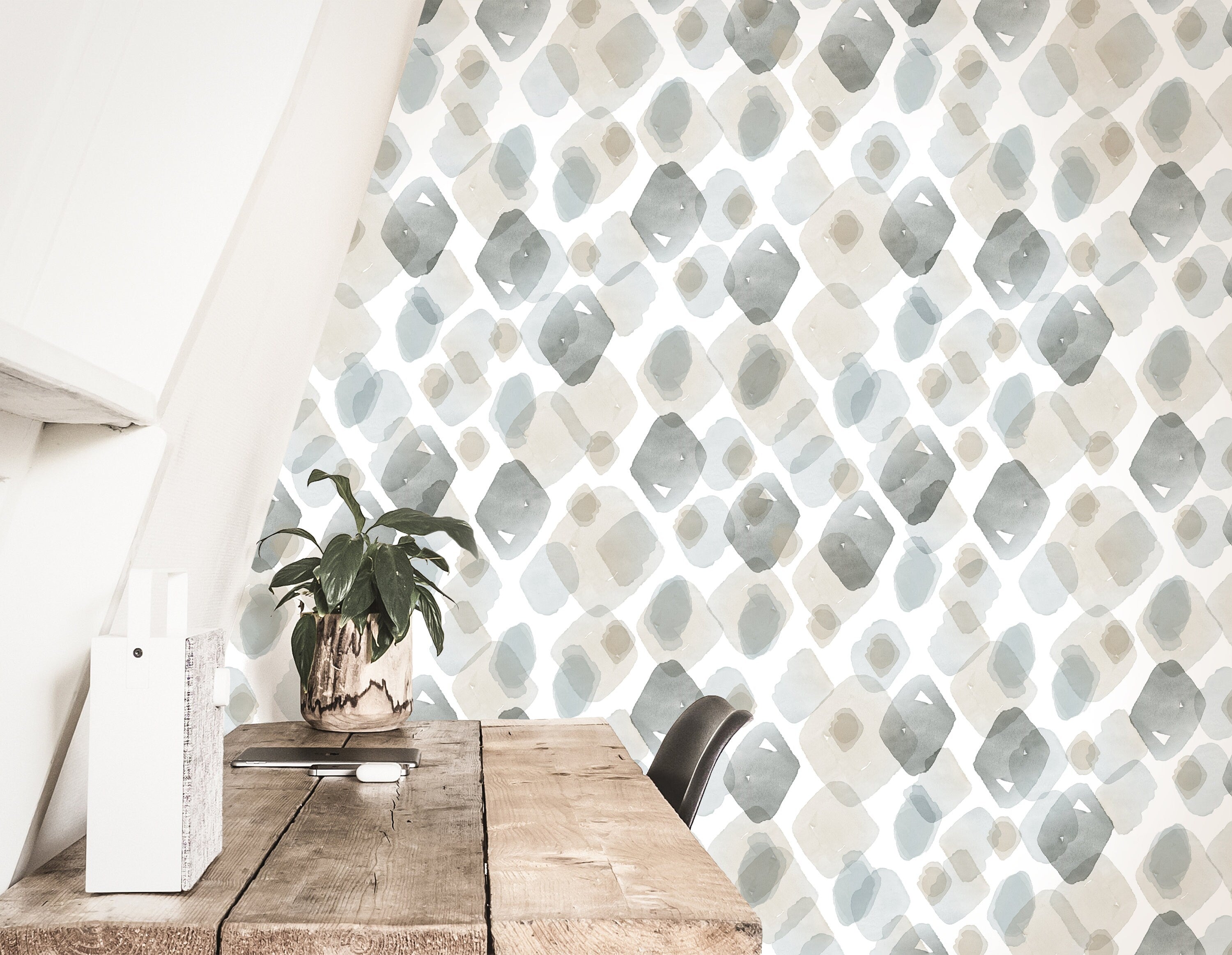 Blue Boho Beach Wallpaper | Removable Wallpaper | Peel And Stick Wallpaper | Adhesive Wallpaper | Wall Paper Peel Stick Wall Mural 3607 - JamesAndColors