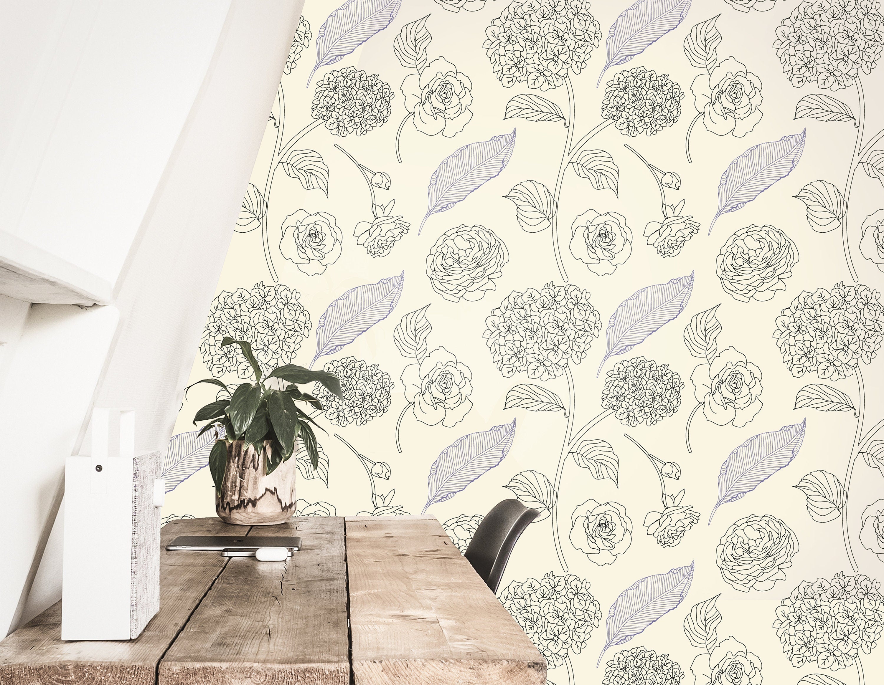 Ivory Floral Wallpaper | Wallpaper Peel and Stick | Removable Wallpaper | Peel and Stick Wallpaper | Wall Paper Peel And Stick | 2171 - JamesAndColors