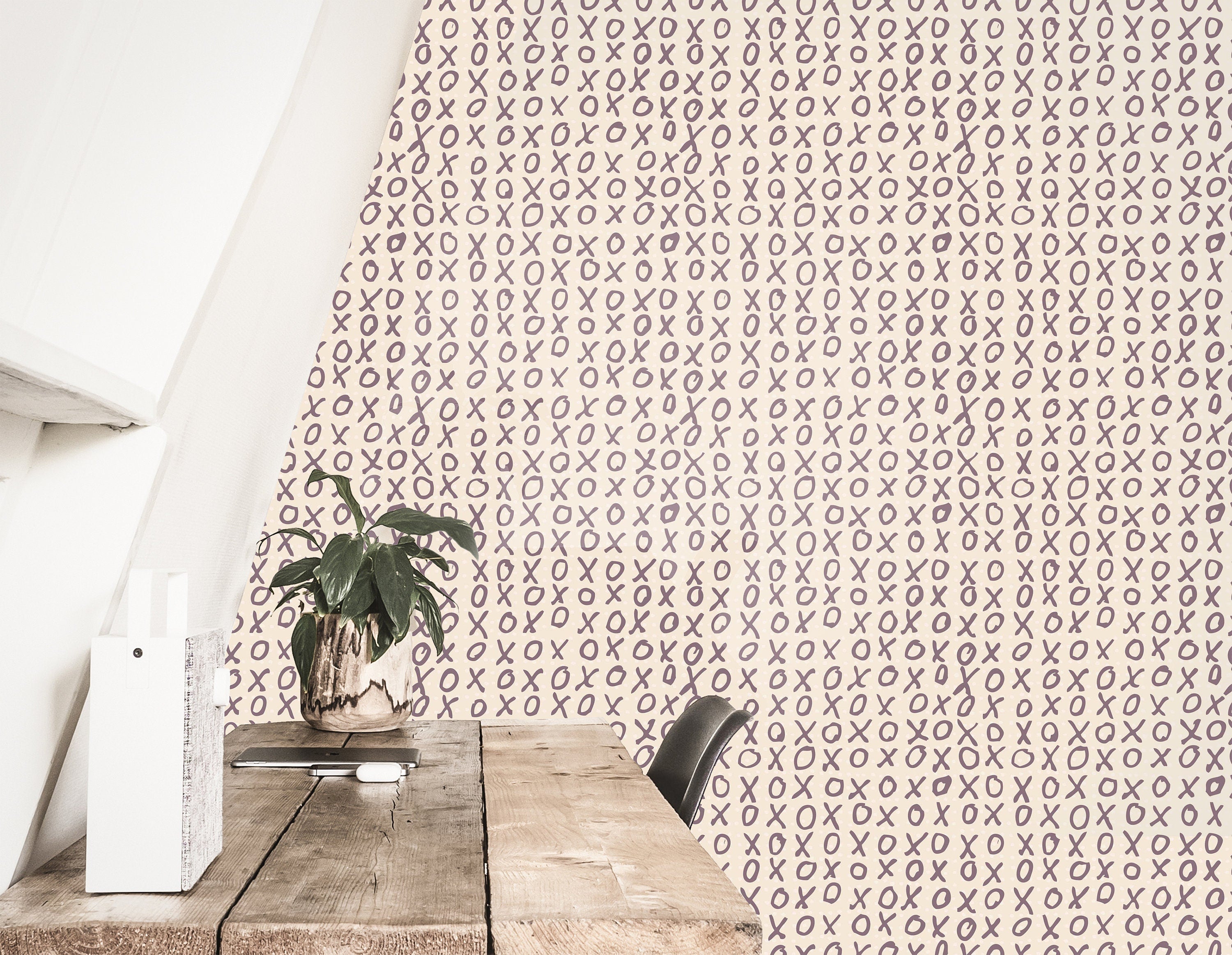 XOXO Hand Drawn Wallpaper | Wallpaper Peel and Stick | Removable Wallpaper | Wall Paper Peel And Stick | Wall Mural  Wall Decor 371 - JamesAndColors