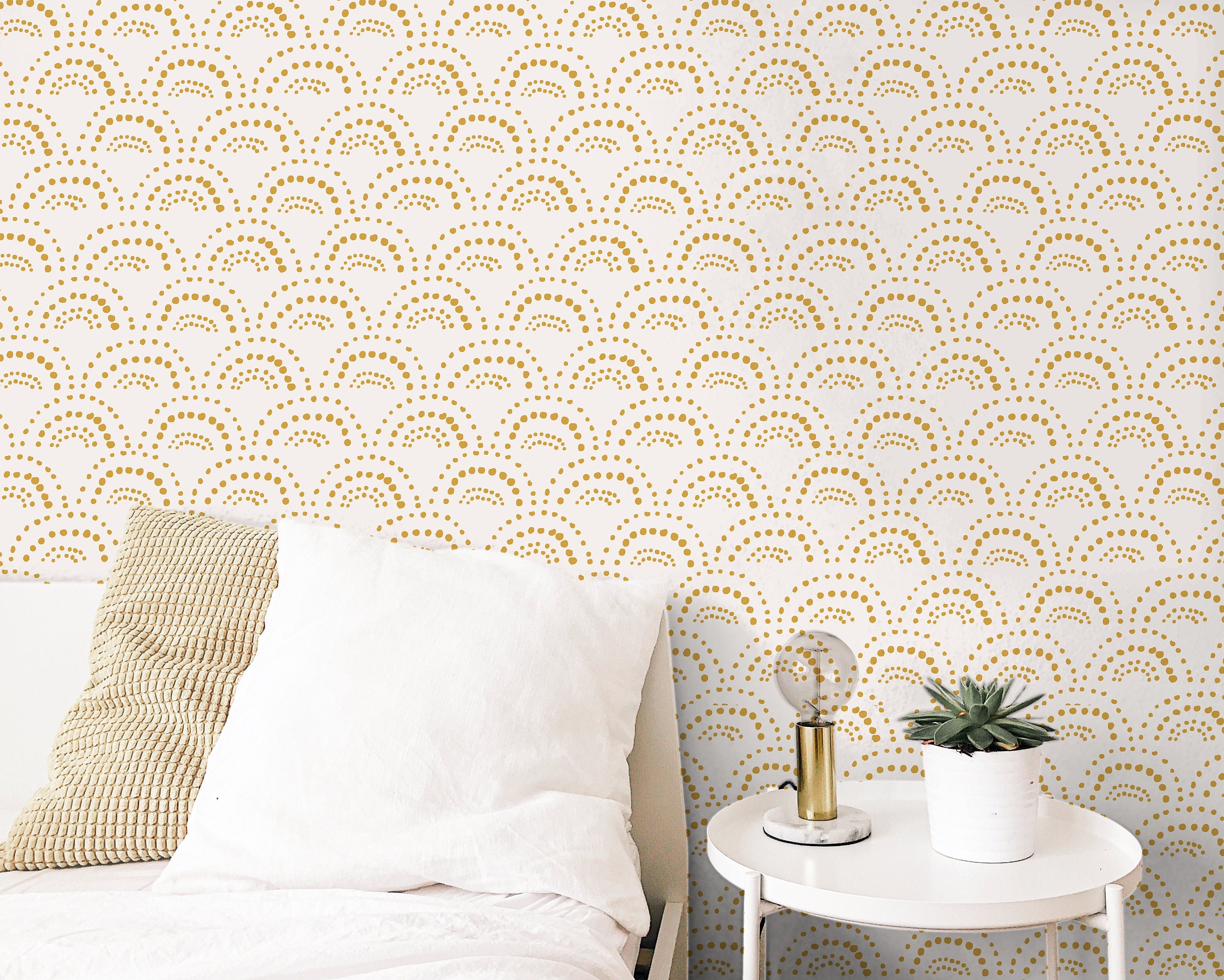 Peel and Stick Wallpaper Golden Yellow Cream Farmhouse Wallpaper | Removable Wallpaper | Wall Paper Peel Stick Wall Mural | Wall Decor 3488 - JamesAndColors
