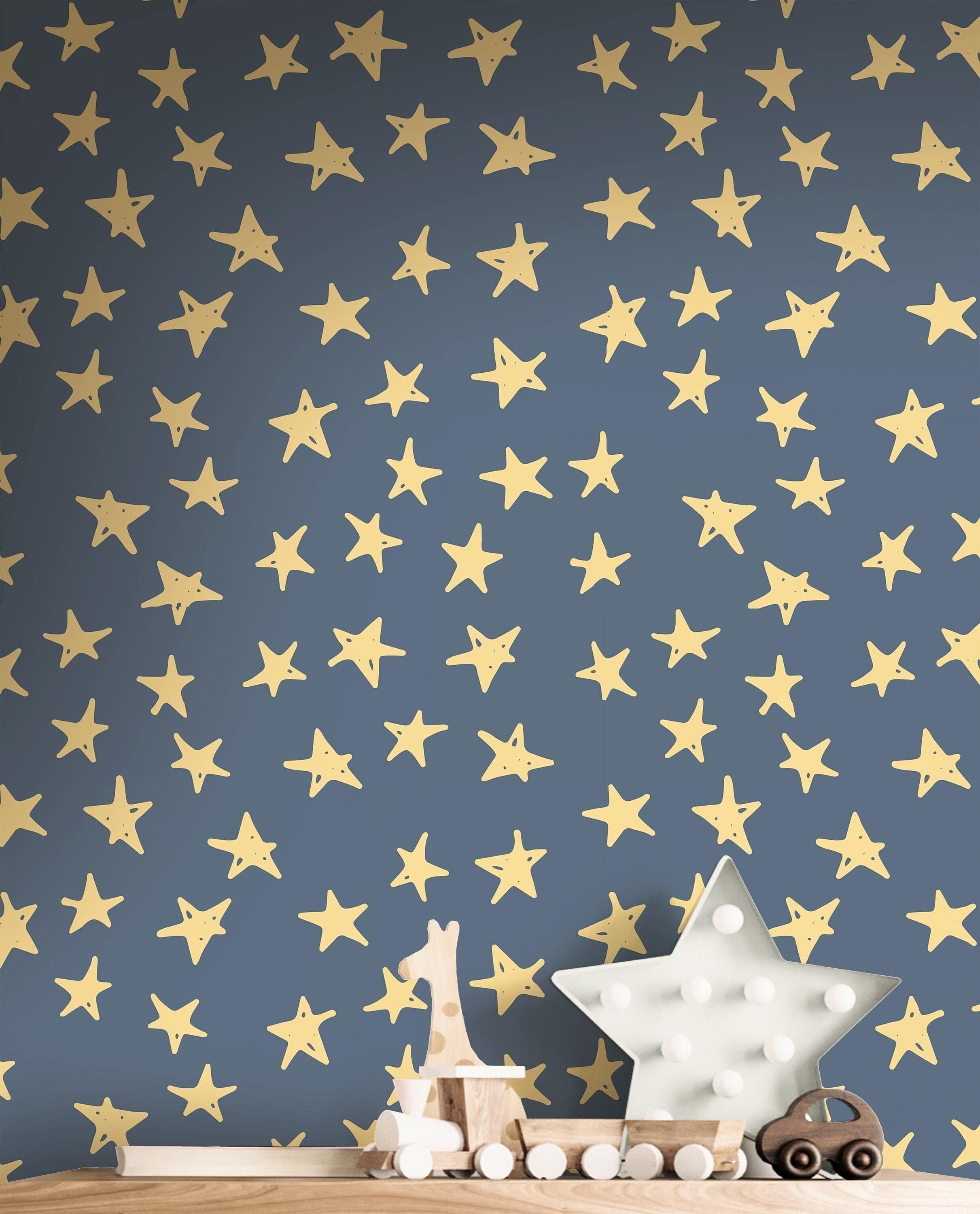 Night Sky Navy Wallpaper | Boys Nursery Wallpaper | Kids Wallpaper | Childrens Wallpaper | Peel Stick Wallpaper | Removable Wallpaper | 414 - JamesAndColors