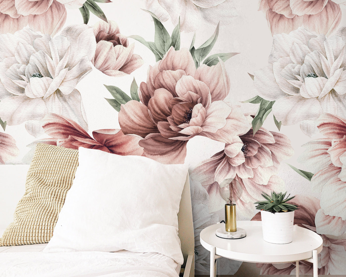 Large Floral Peony Wallpaper | Removable Wallpaper | Peel And Stick - Print On Demand Peel And Stick Wallpaper
