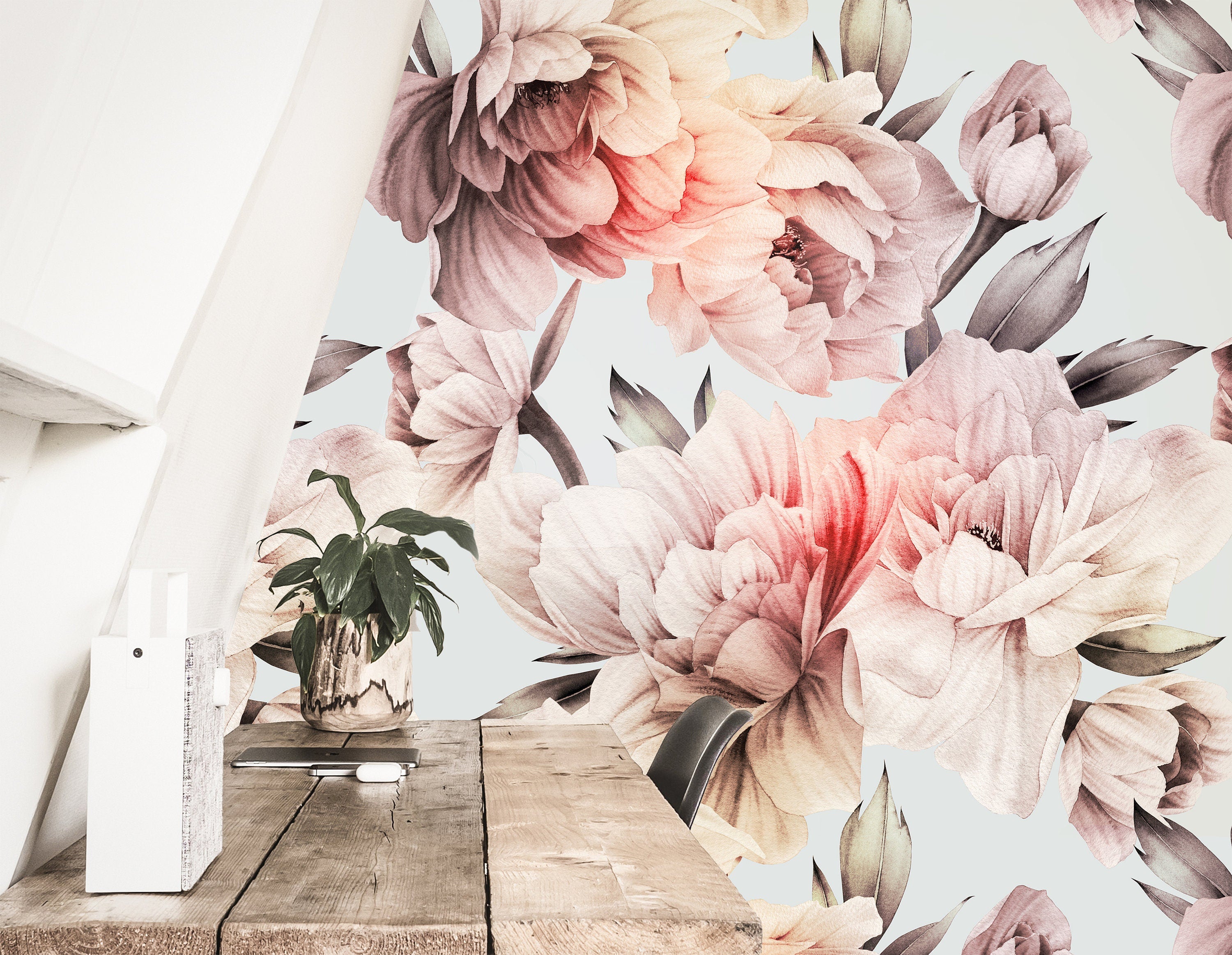 Large Floral Mural Wallpaper | Removable Wallpaper | Peel And Stick Wallpaper | Adhesive Wallpaper | Wall Paper Peel Stick Wall Mural 3668 - JamesAndColors